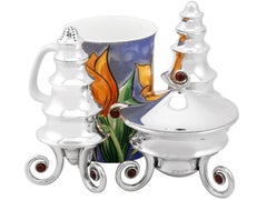 1995 Sterling Silver and Gemset Condiment Set