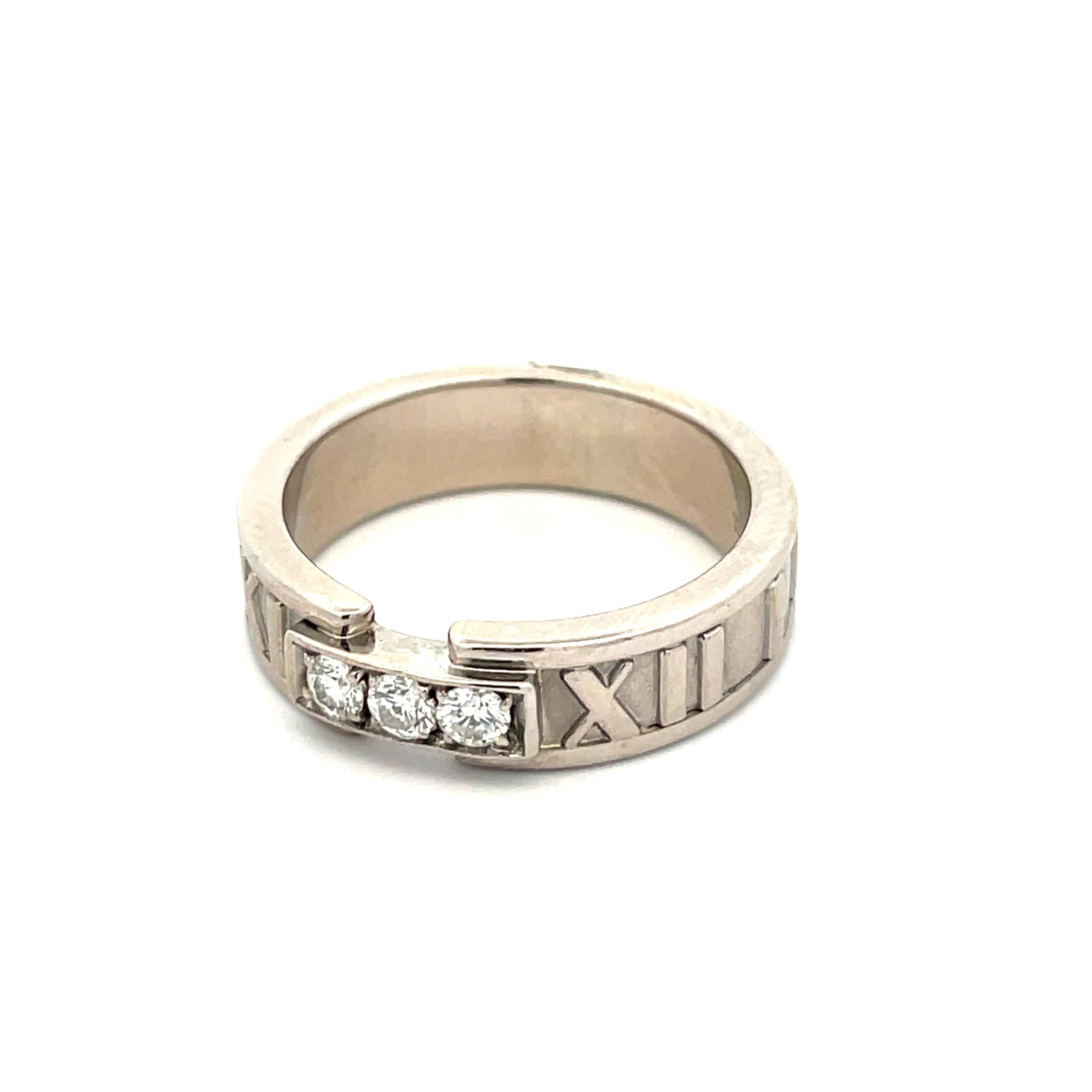 Women's or Men's 1995 Tiffany & Co 18K White Gold and Diamond Atlas Band For Sale