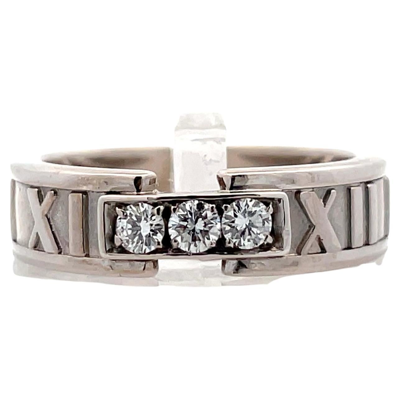 1995 Tiffany & Co 18K White Gold and Diamond Atlas Band For Sale