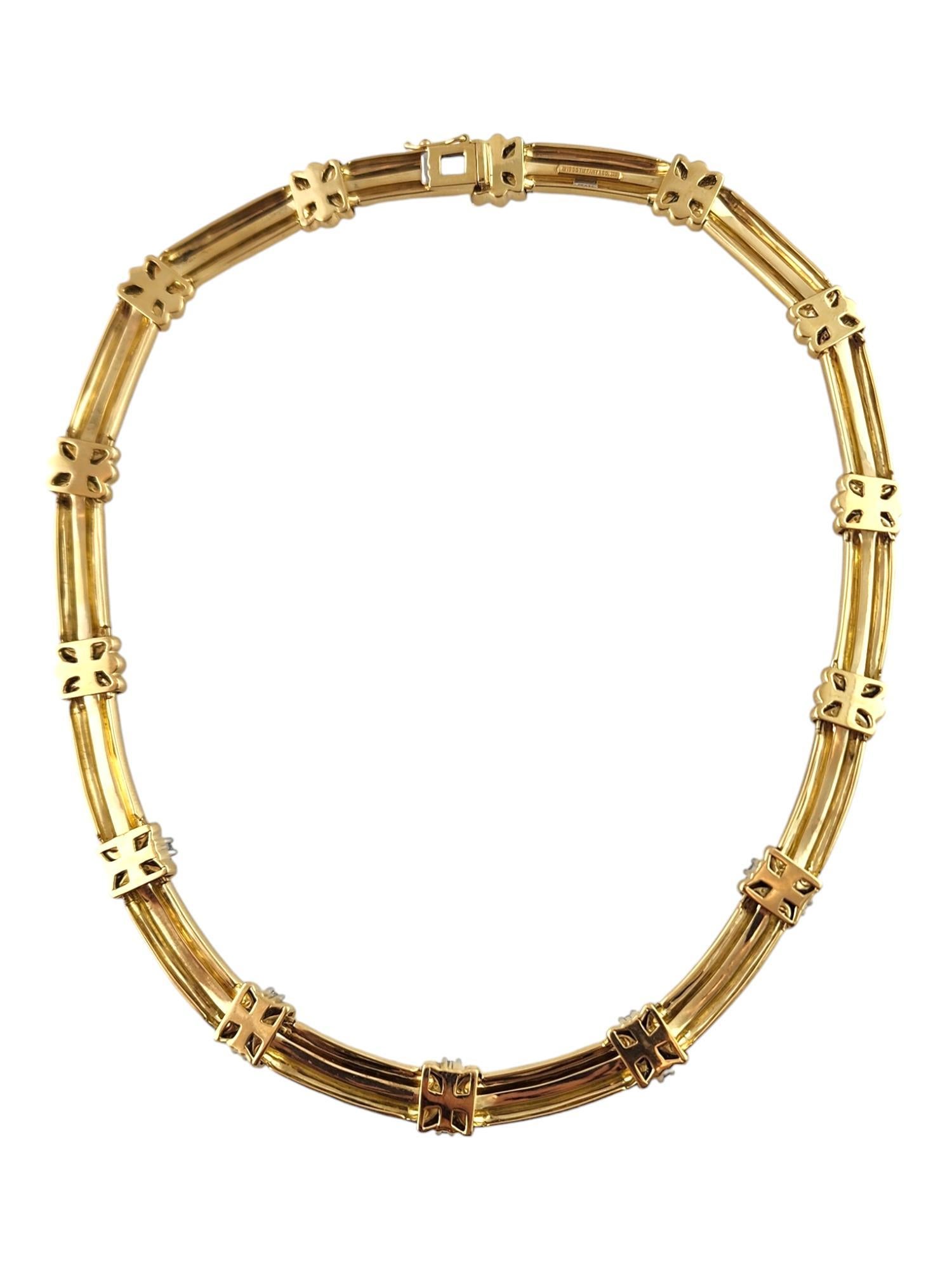 Taglio rotondo 1995 Tiffany & Co. 18K Yellow Gold Platinum Atlas Diamond Necklace #18595