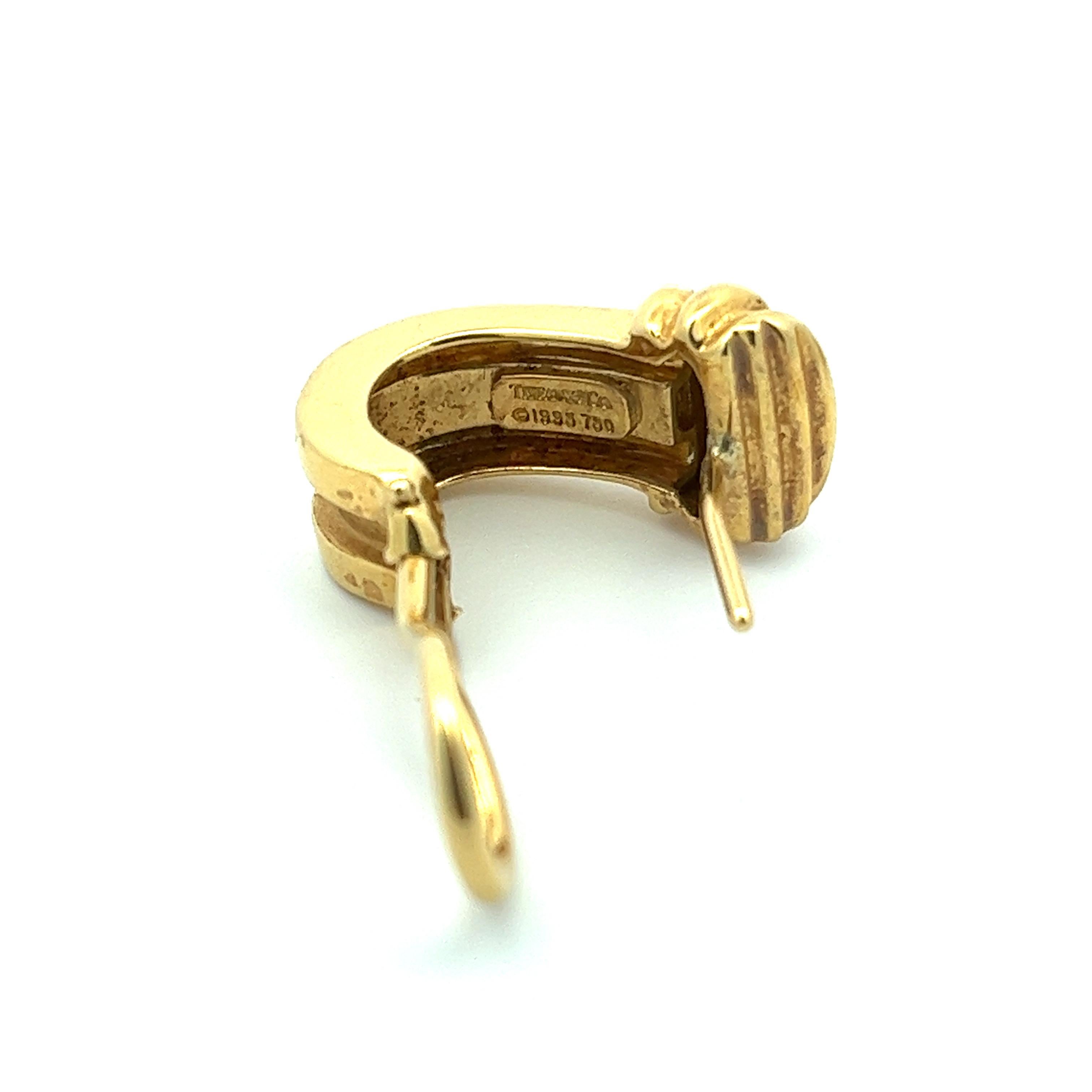 1995 Tiffany & Co. Atlas 18 Karat Yellow Gold Clip-on Huggie Earrings 5