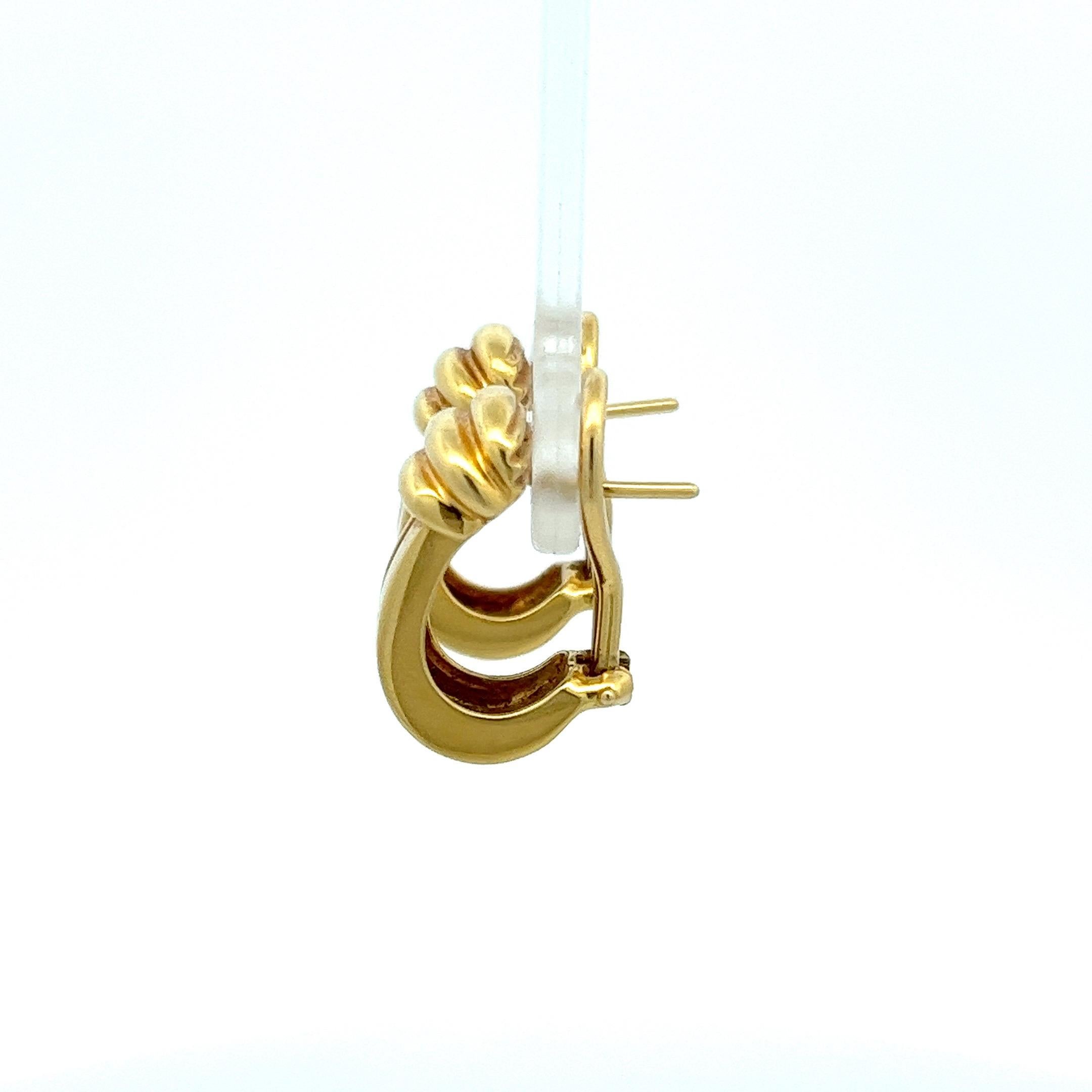 Women's 1995 Tiffany & Co. Atlas 18 Karat Yellow Gold Clip-on Huggie Earrings