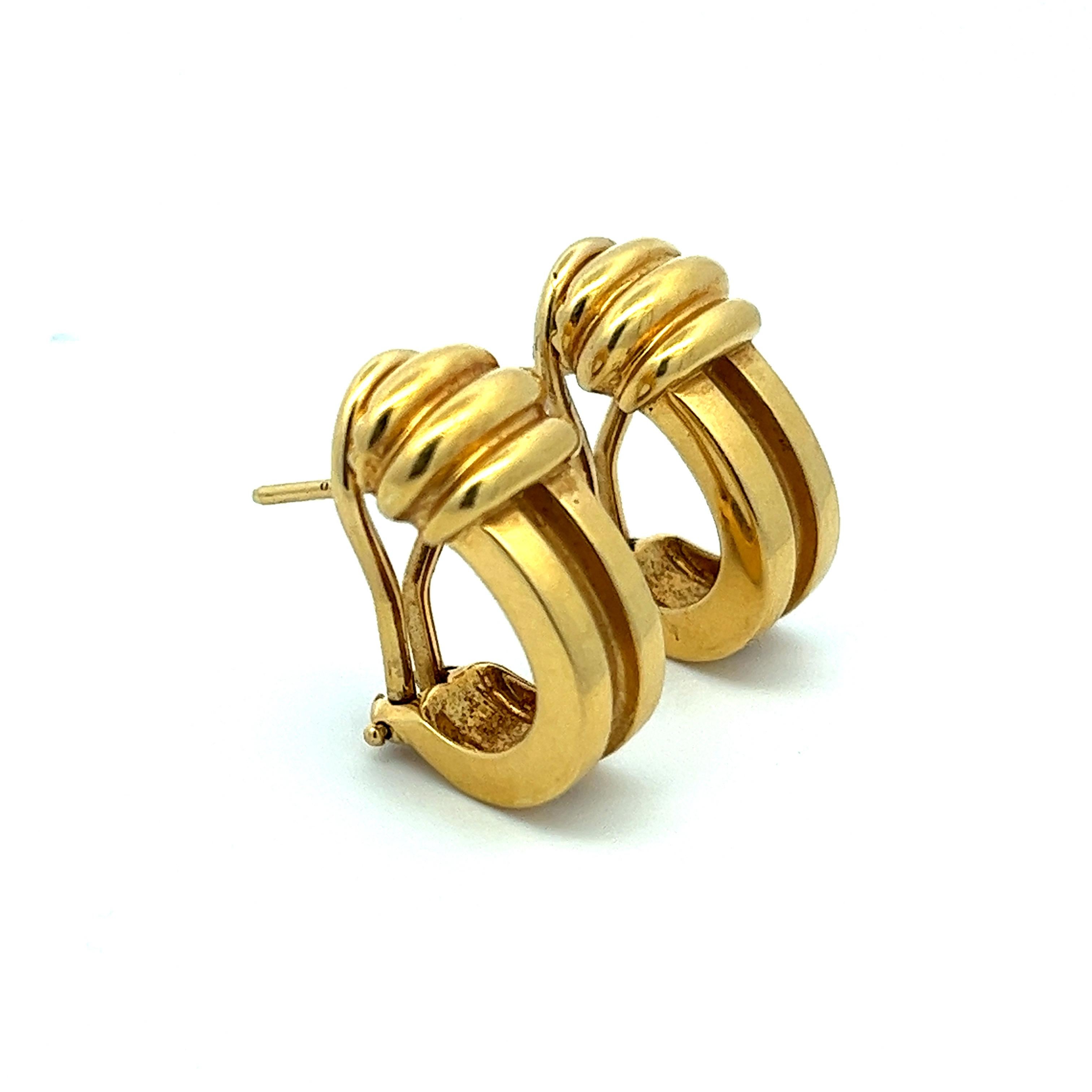 1995 Tiffany & Co. Atlas 18 Karat Yellow Gold Clip-on Huggie Earrings 2