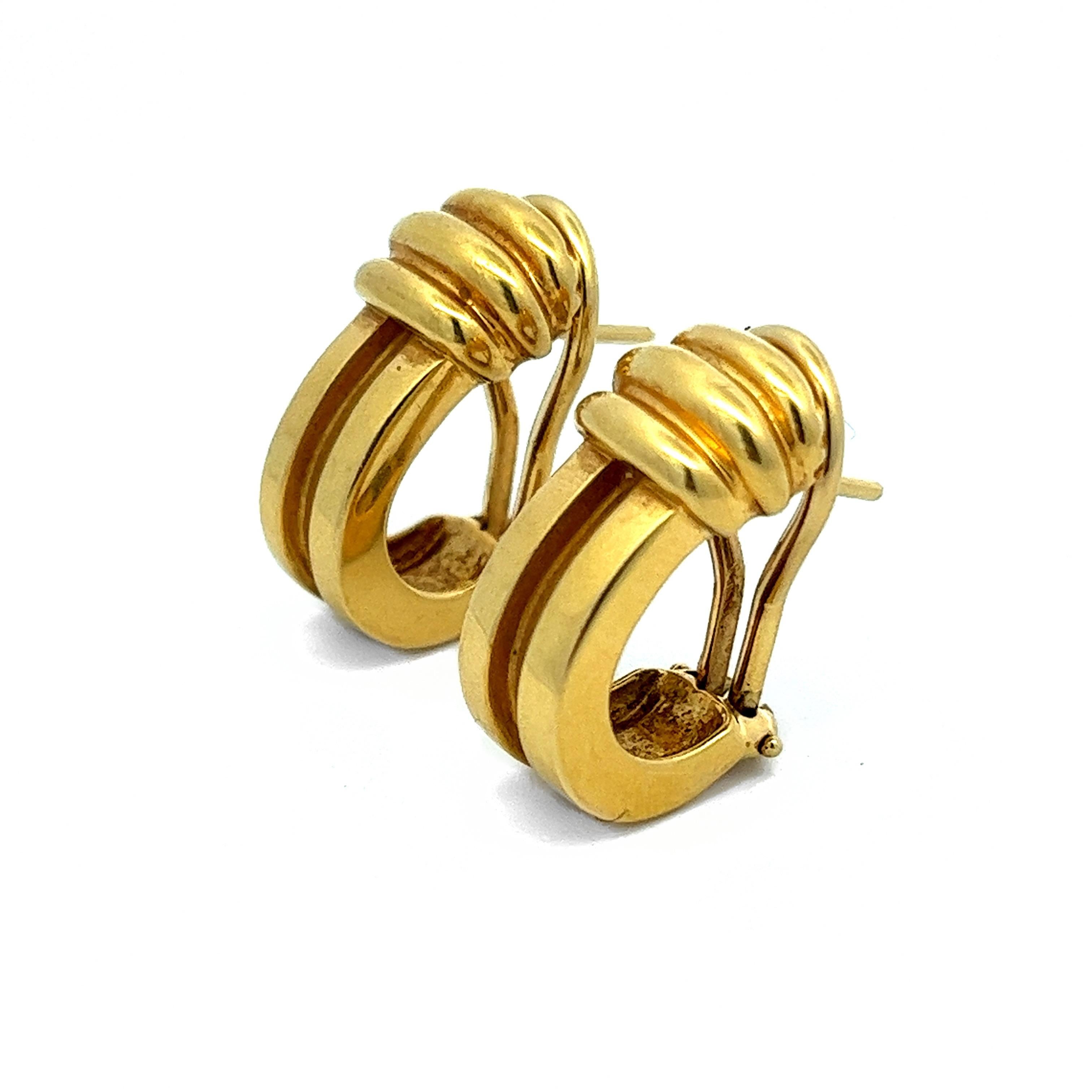 1995 Tiffany & Co. Atlas 18 Karat Yellow Gold Clip-on Huggie Earrings 3
