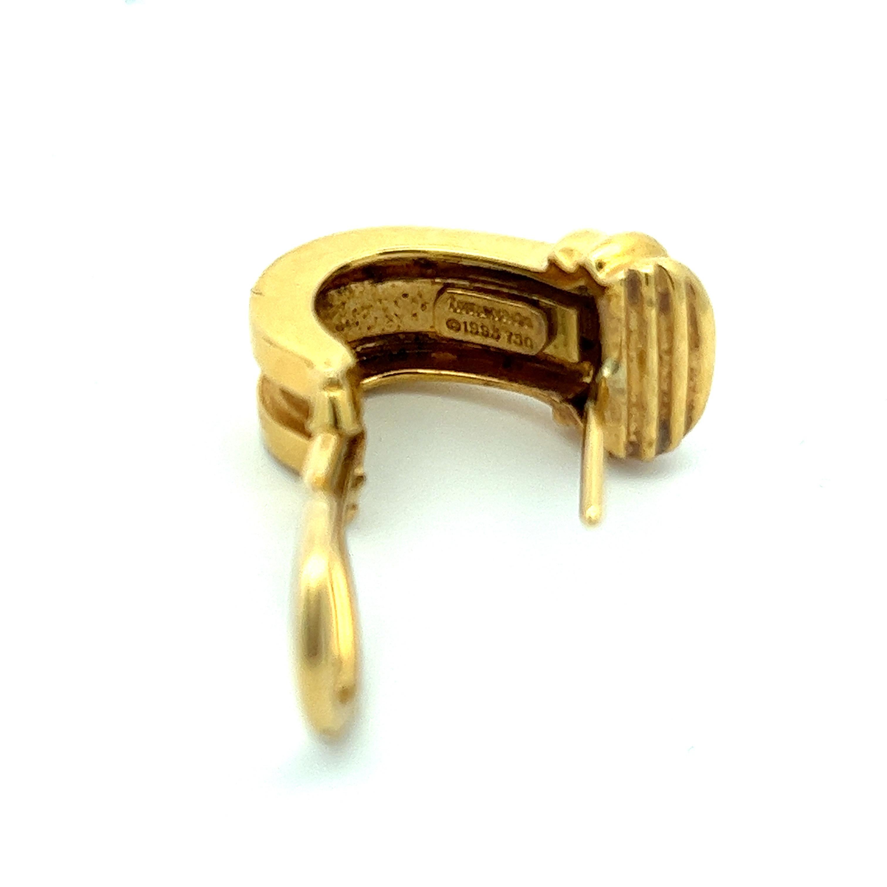 1995 Tiffany & Co. Atlas 18 Karat Yellow Gold Clip-on Huggie Earrings 4