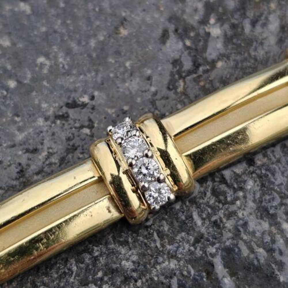Round Cut 1995 Tiffany & Co. Diamond Bracelet Lined 18k Gold Platinum Vintage Heavy Rare
