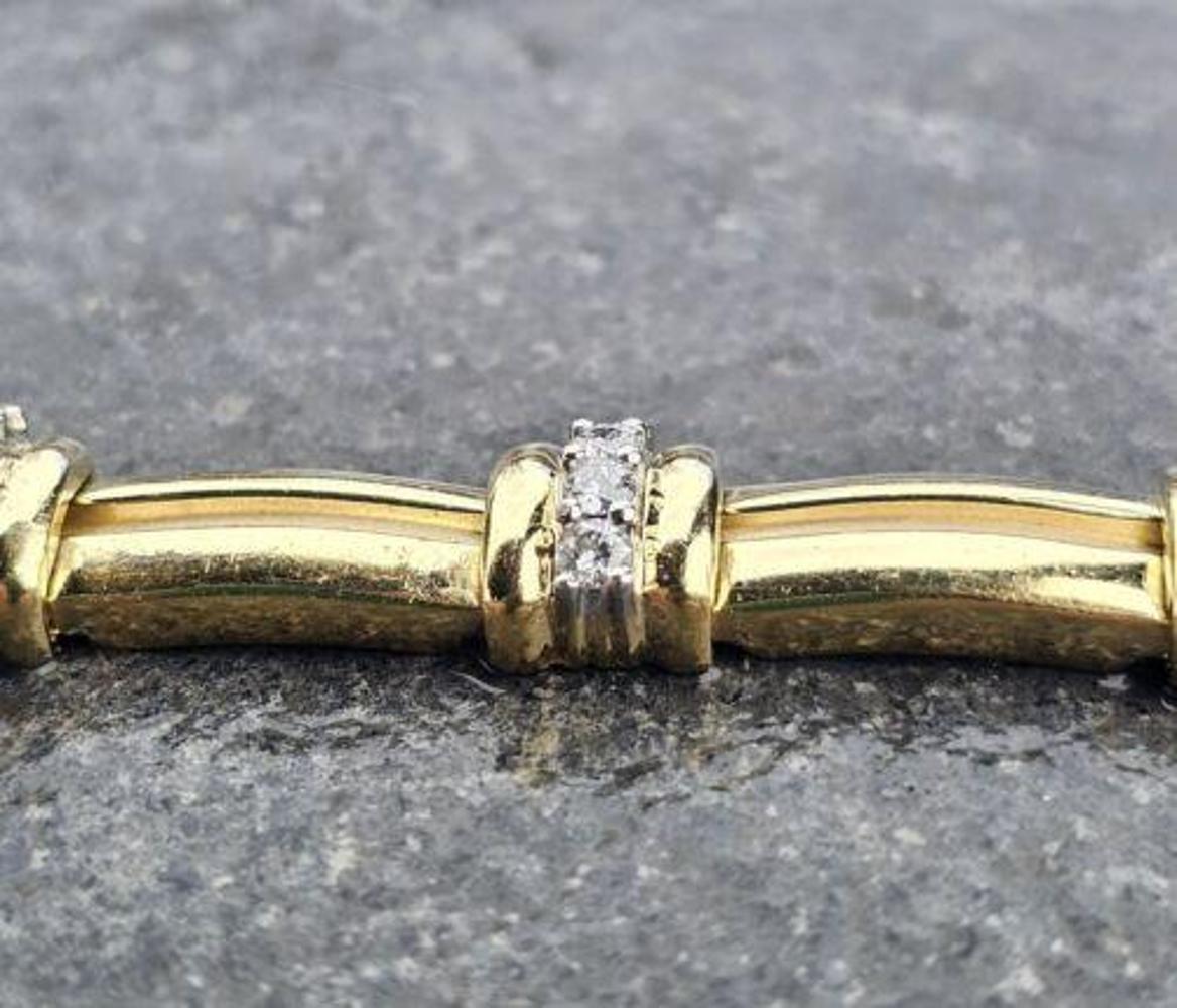 1995 Tiffany & Co. Diamond Bracelet Lined 18k Gold Platinum Vintage Heavy Rare In Good Condition In Northbrook, IL