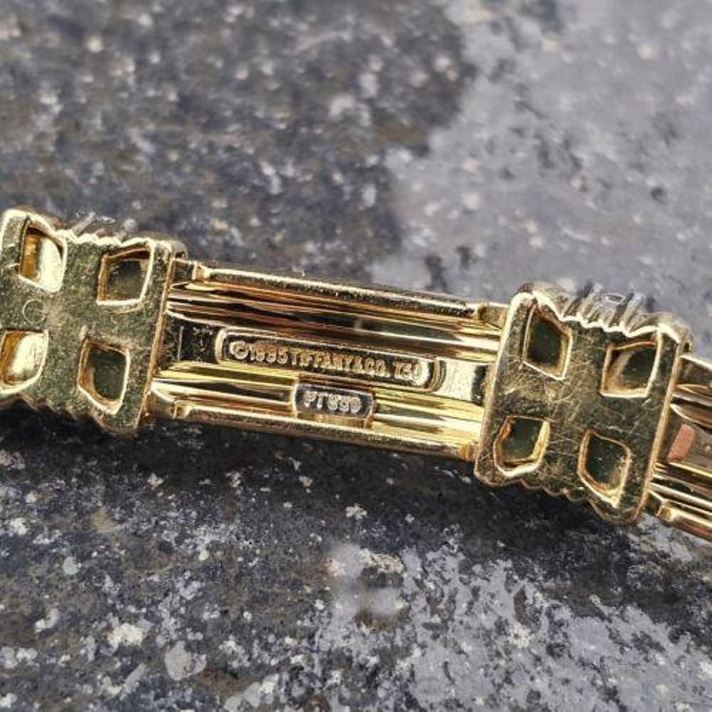 1995 Tiffany & Co. Diamond Bracelet Lined 18k Gold Platinum Vintage Heavy Rare 1
