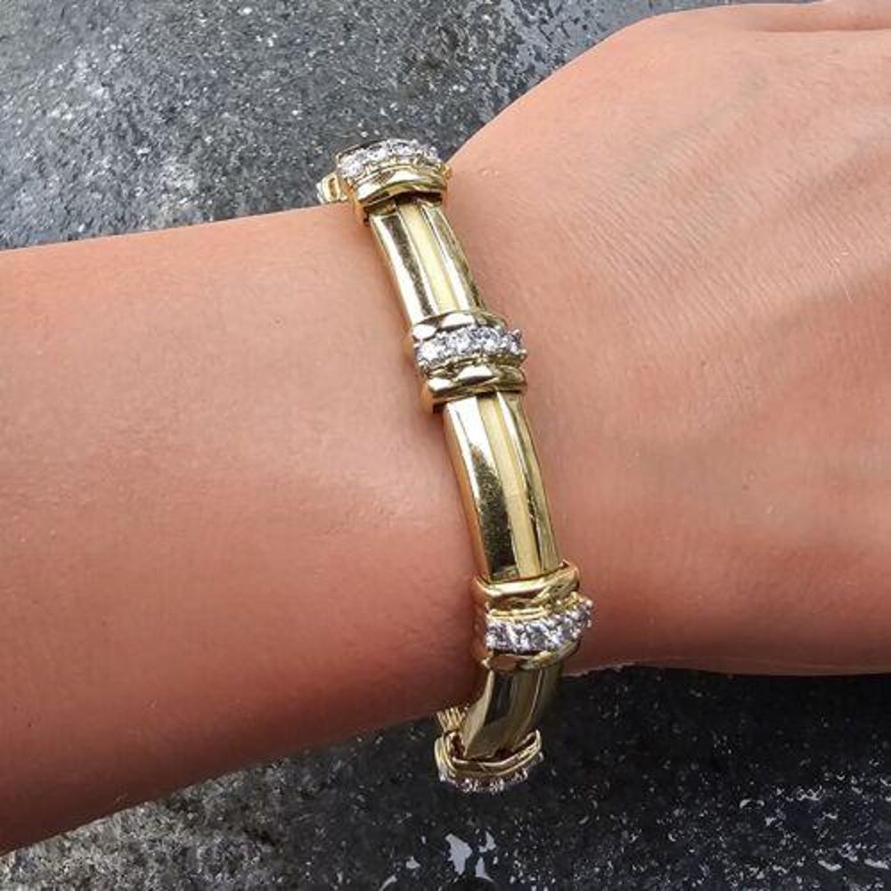 1995 Tiffany & Co. Diamond Bracelet Lined 18k Gold Platinum Vintage Heavy Rare 3