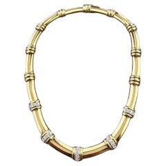 1995 Tiffany & Co. Diamond Necklace 18k Gold Platinum Lined Choker 15.5" Heavy
