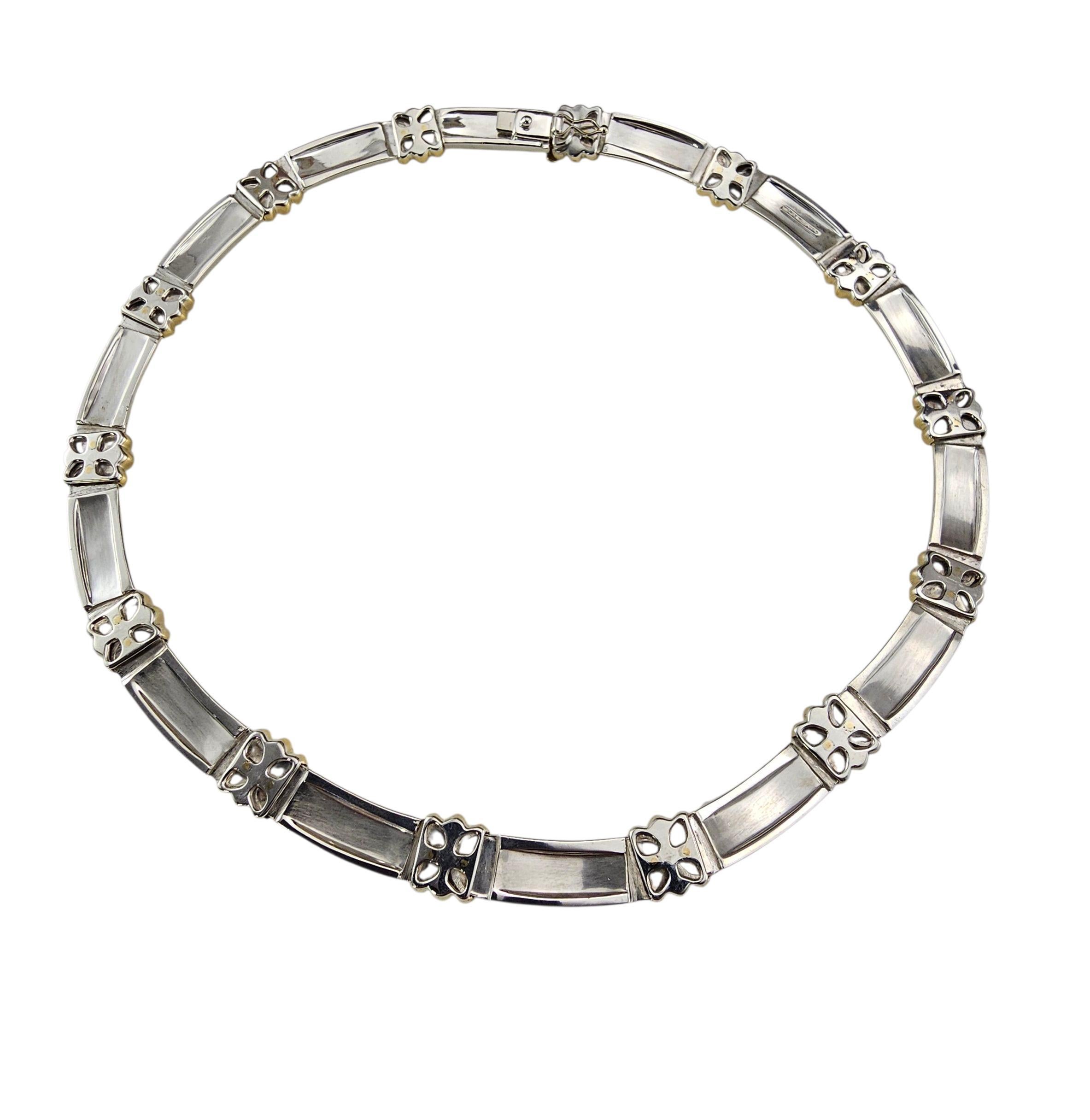 1995 Tiffany & Co. Collier Atlas en argent sterling et or jaune 18 carats avec boîte #23733 Bon état - En vente à Washington Depot, CT