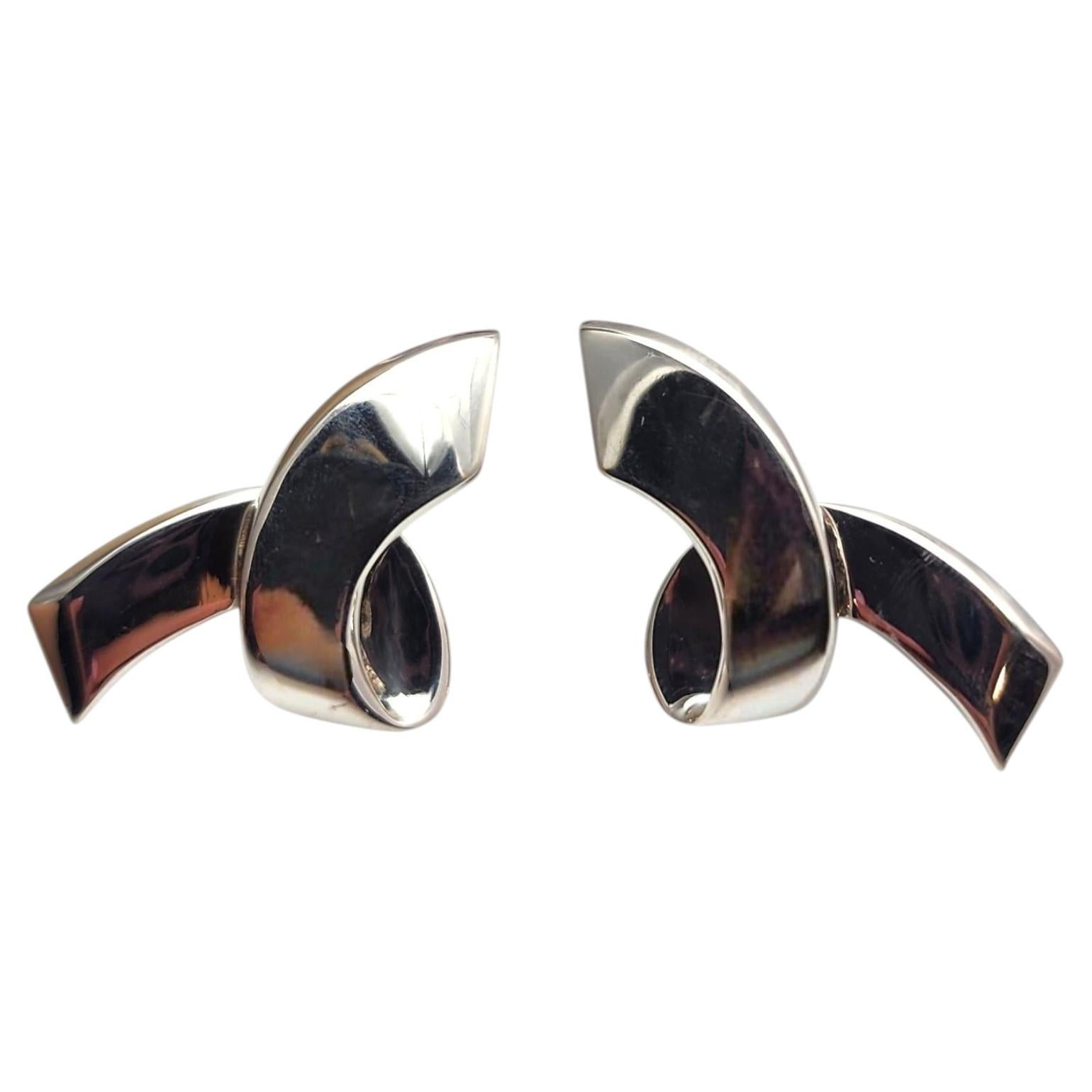 1995 Tiffany & Co Sterling Silver Paloma Picasso Bow Earrings #25392