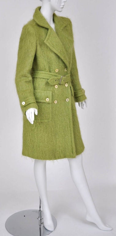 1995 TOM FORD for GUCCI ICONIC GREEN MOHAIR COAT Size IT 42 In Excellent Condition In Montgomery, TX