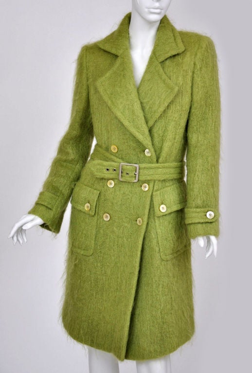 1995 TOM FORD for GUCCI ICONIC GREEN MOHAIR COAT Size IT 42 1
