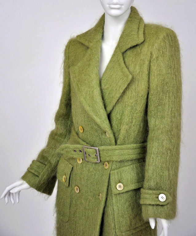 1995 TOM FORD for GUCCI ICONIC GREEN MOHAIR COAT Size IT 42 2