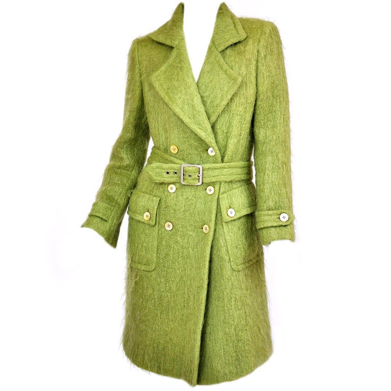 1995 TOM FORD for GUCCI ICONIC GREEN MOHAIR COAT Size IT 42