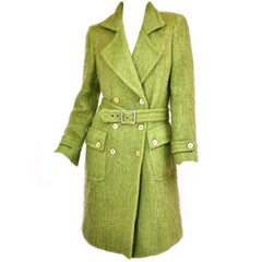 Retro 1995 TOM FORD for GUCCI ICONIC GREEN MOHAIR COAT Size IT 42