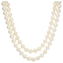 Chanel Collier ras du cou vintage à double brin de 12 mm avec fermoir Gripoix en fausses perles, 1995