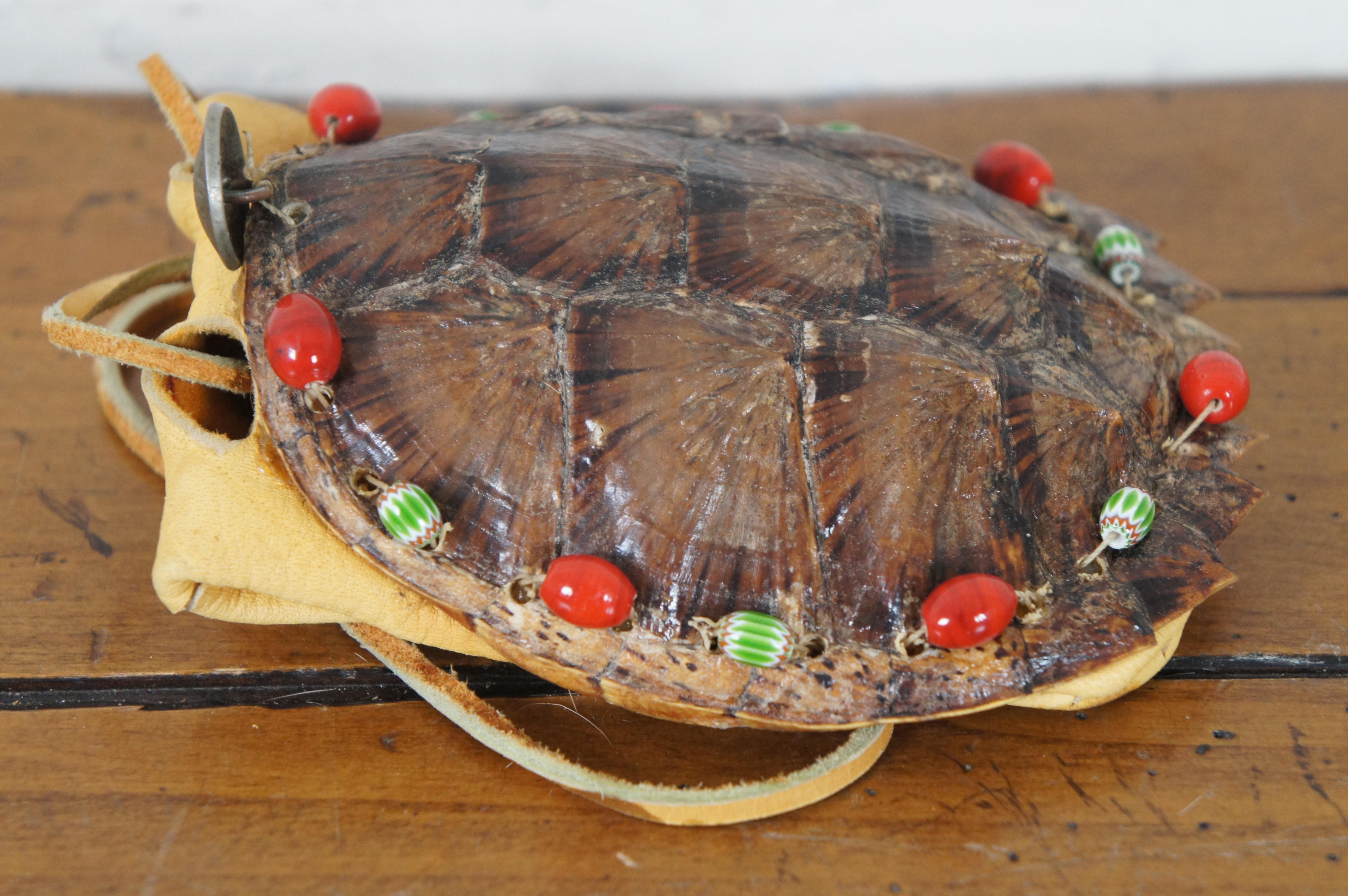 Vintage Südwestliche Schildkröten Medizin-Tasche/ Beutel aus Nickel mit Perlen im Angebot 6