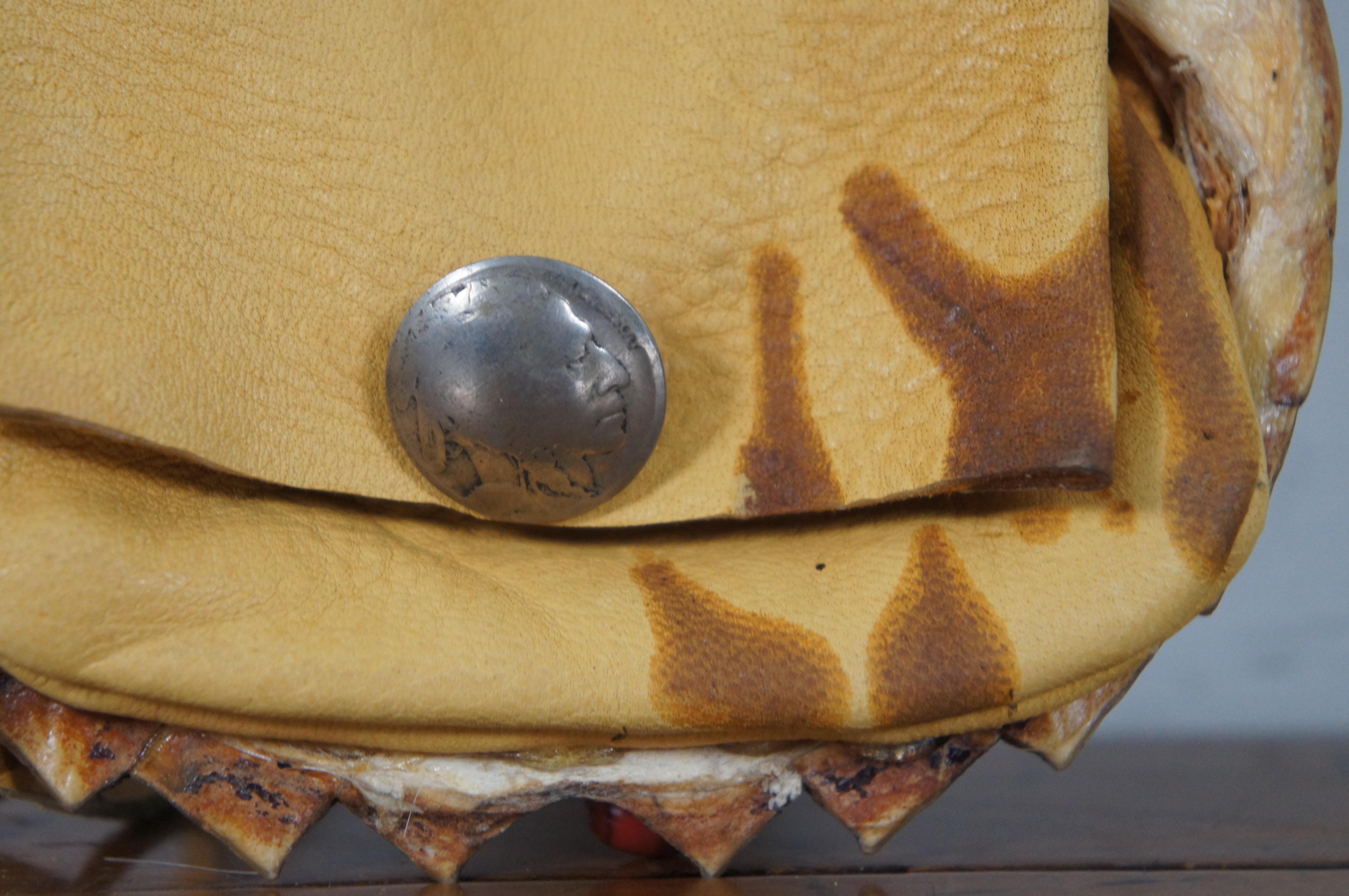 Vintage Südwestliche Schildkröten Medizin-Tasche/ Beutel aus Nickel mit Perlen im Zustand „Gut“ im Angebot in Dayton, OH