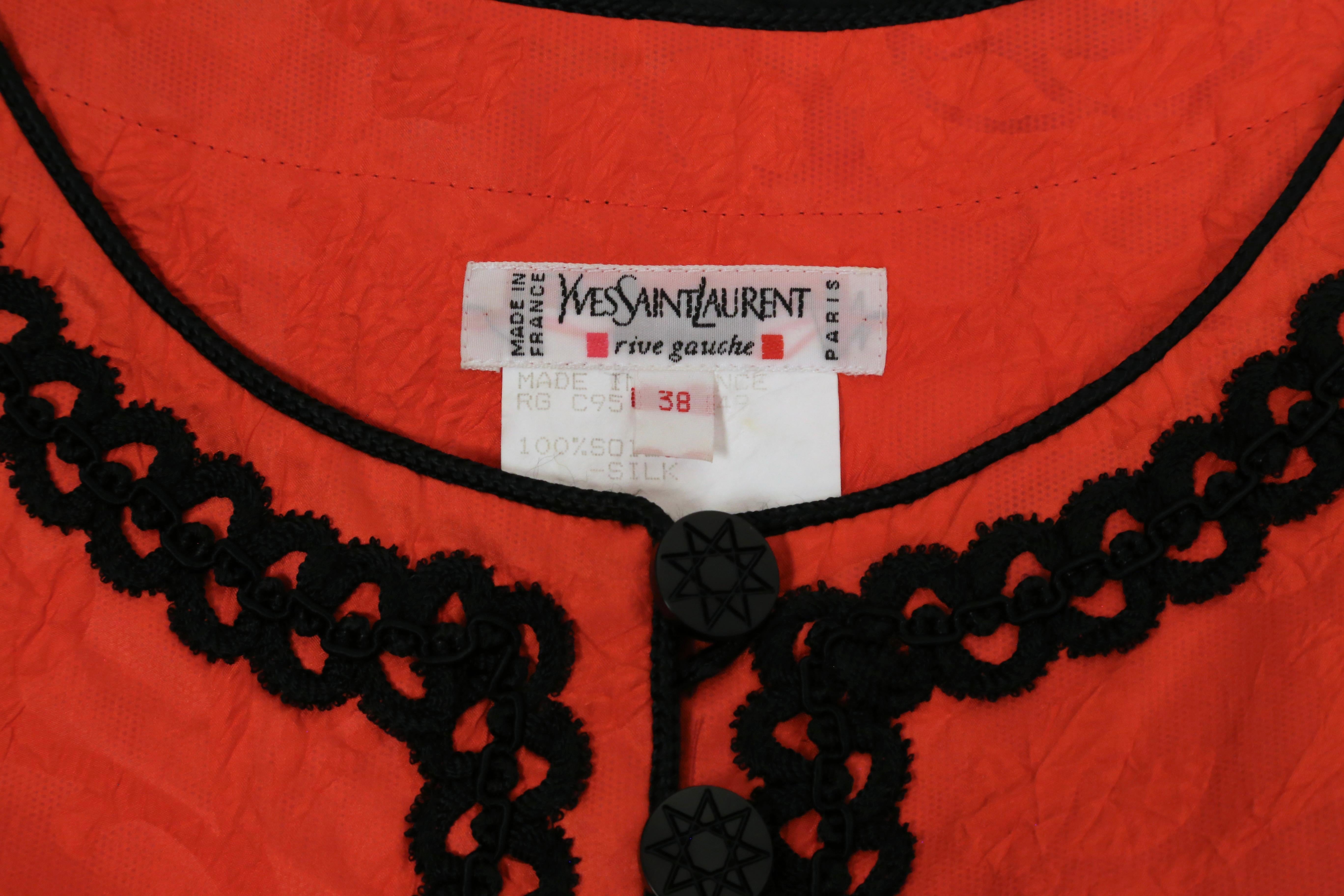 1995 YVES SAINT LAURENT rive gauche red and black dress For Sale 6