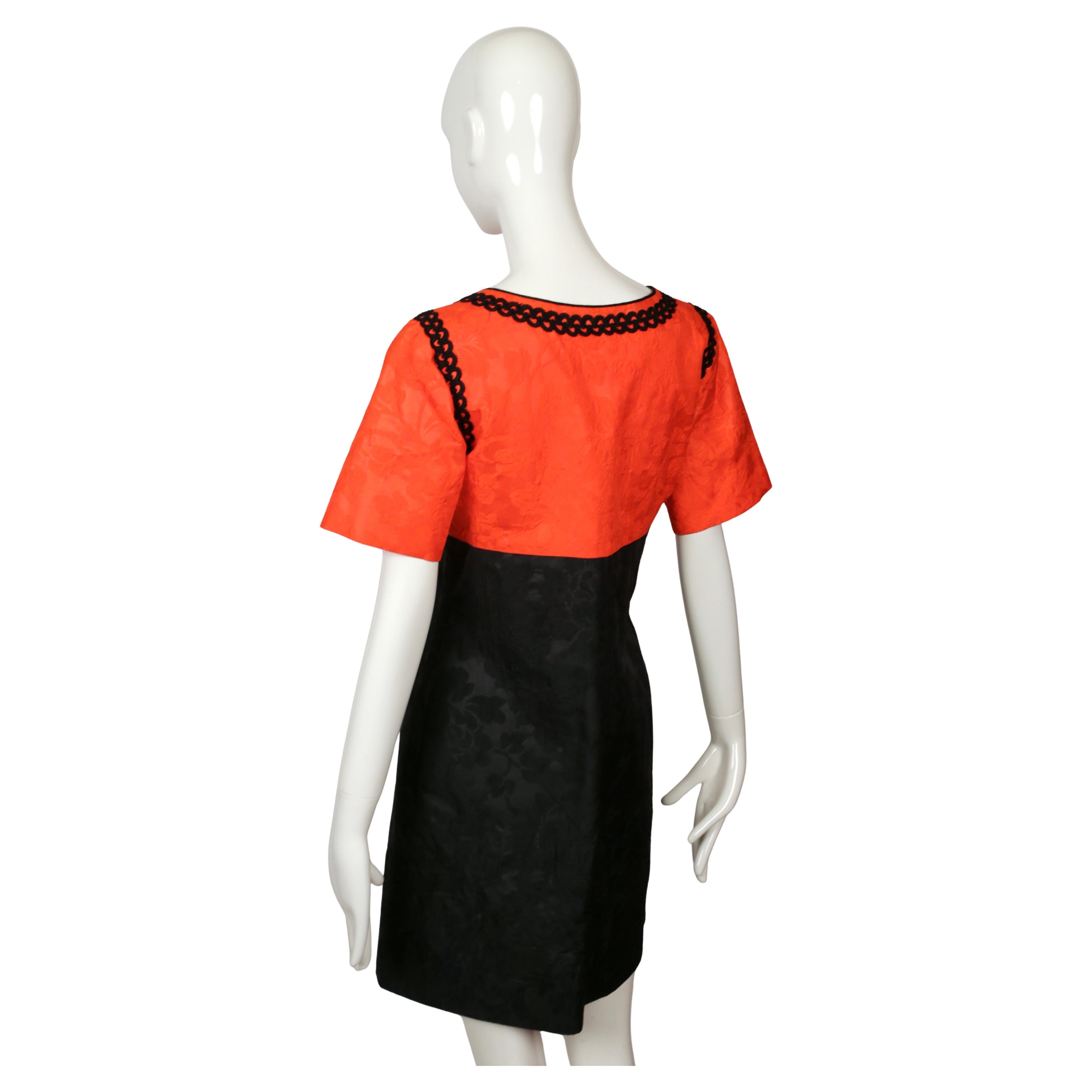 1995 YVES SAINT LAURENT rive gauche red and black dress For Sale 4