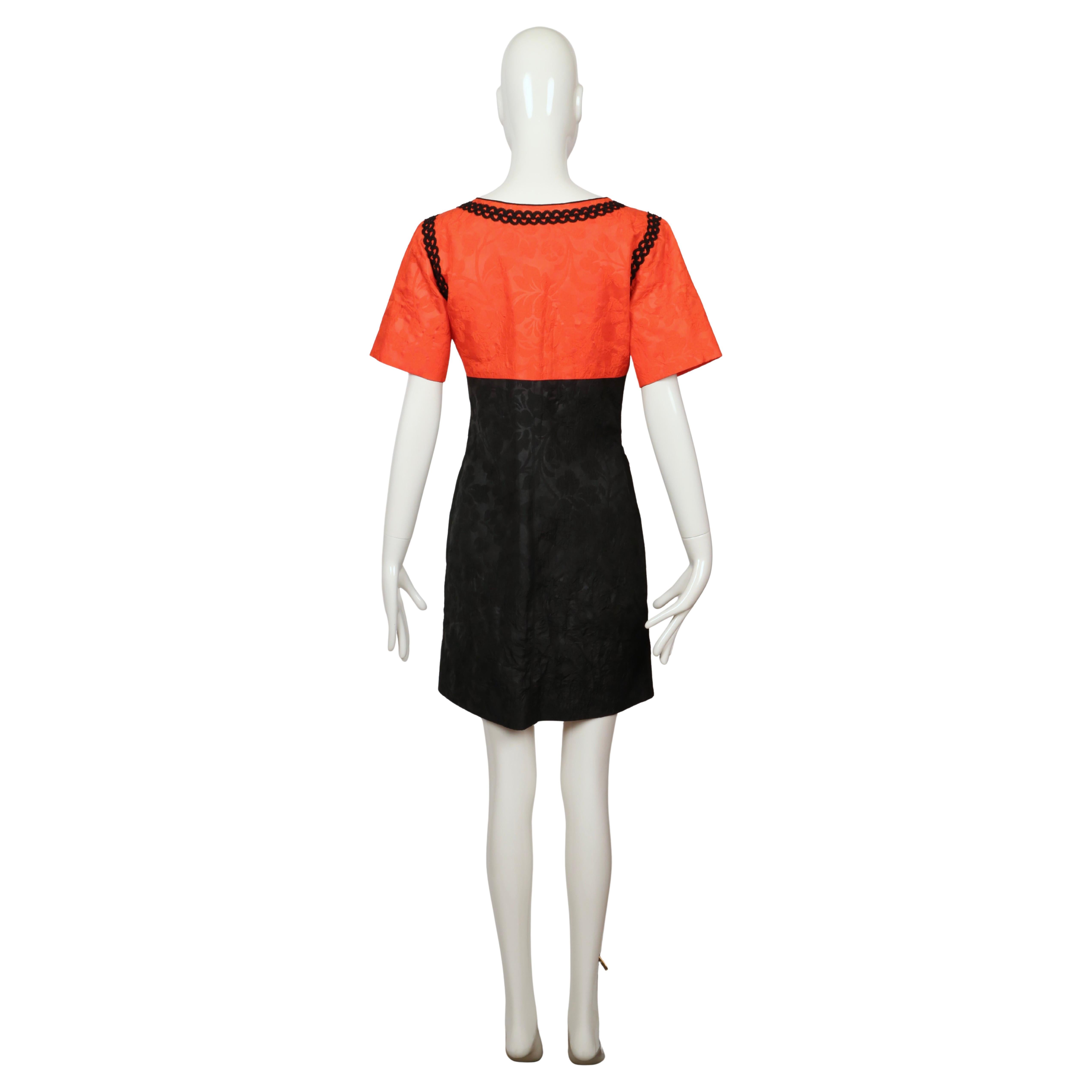 1995 YVES SAINT LAURENT rive gauche red and black dress For Sale 5
