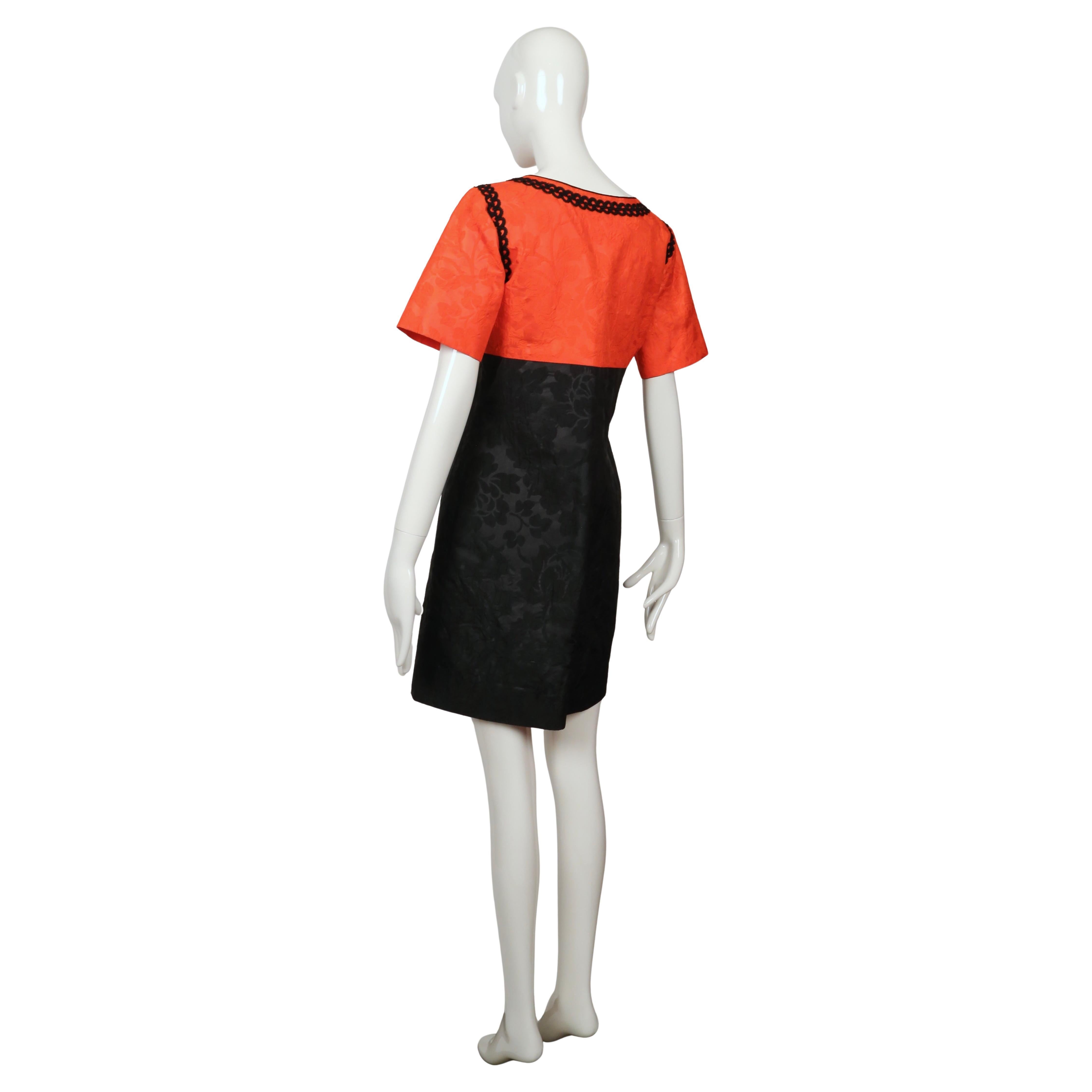 1995 YVES SAINT LAURENT rive gauche red and black dress For Sale 3