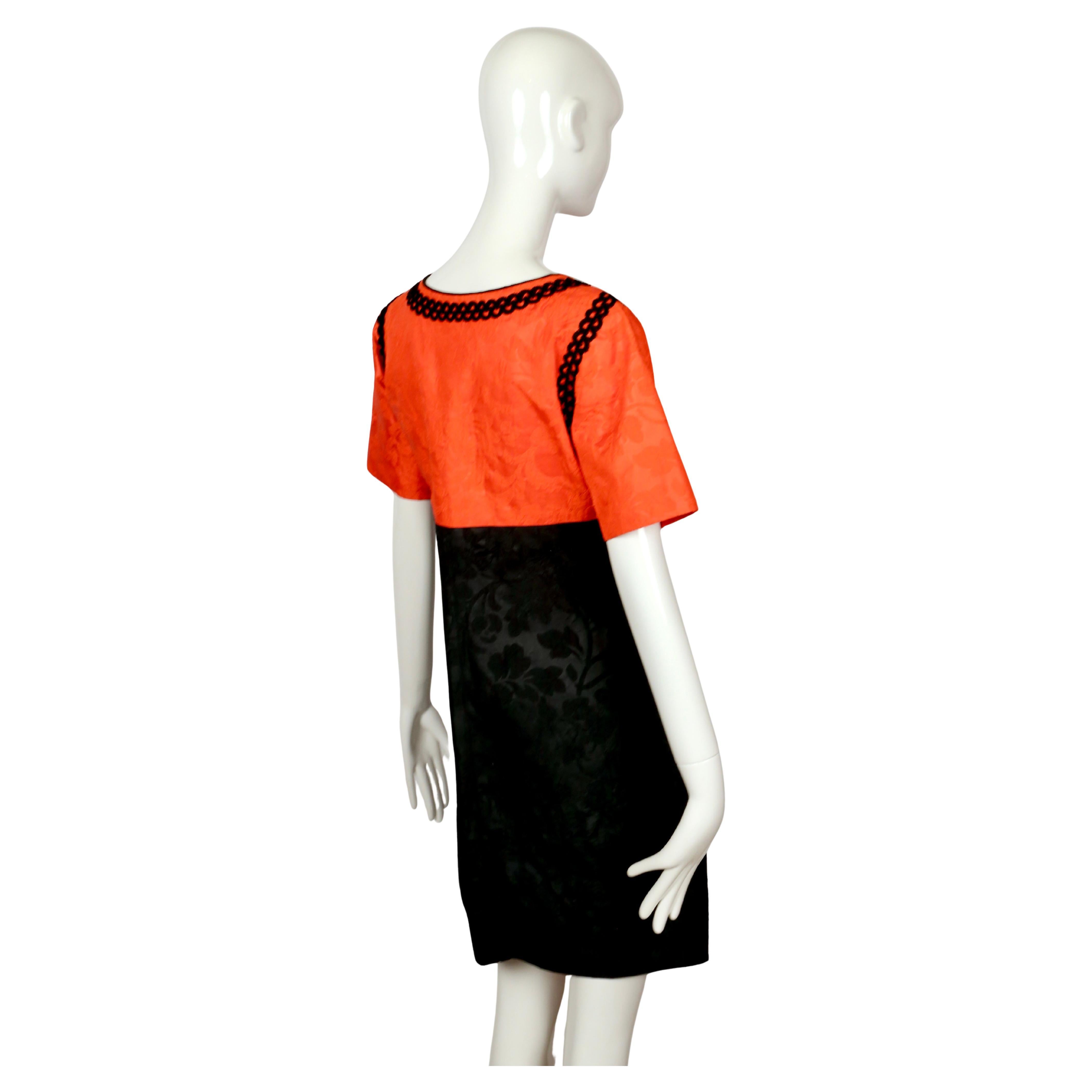 1995 YVES SAINT LAURENT rive gauche red and black dress For Sale 1