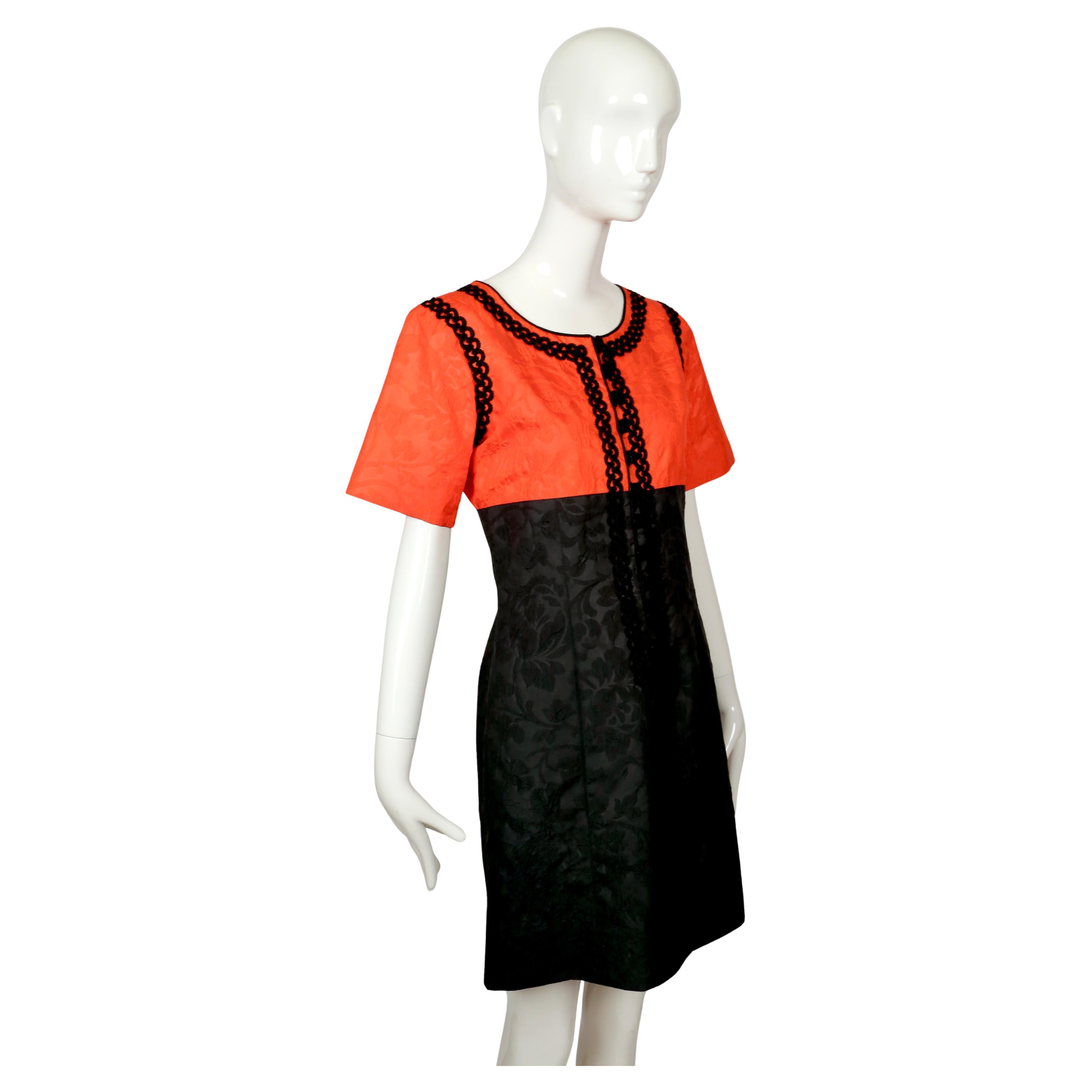 Beige 1995 YVES SAINT LAURENT rive gauche red and black dress For Sale