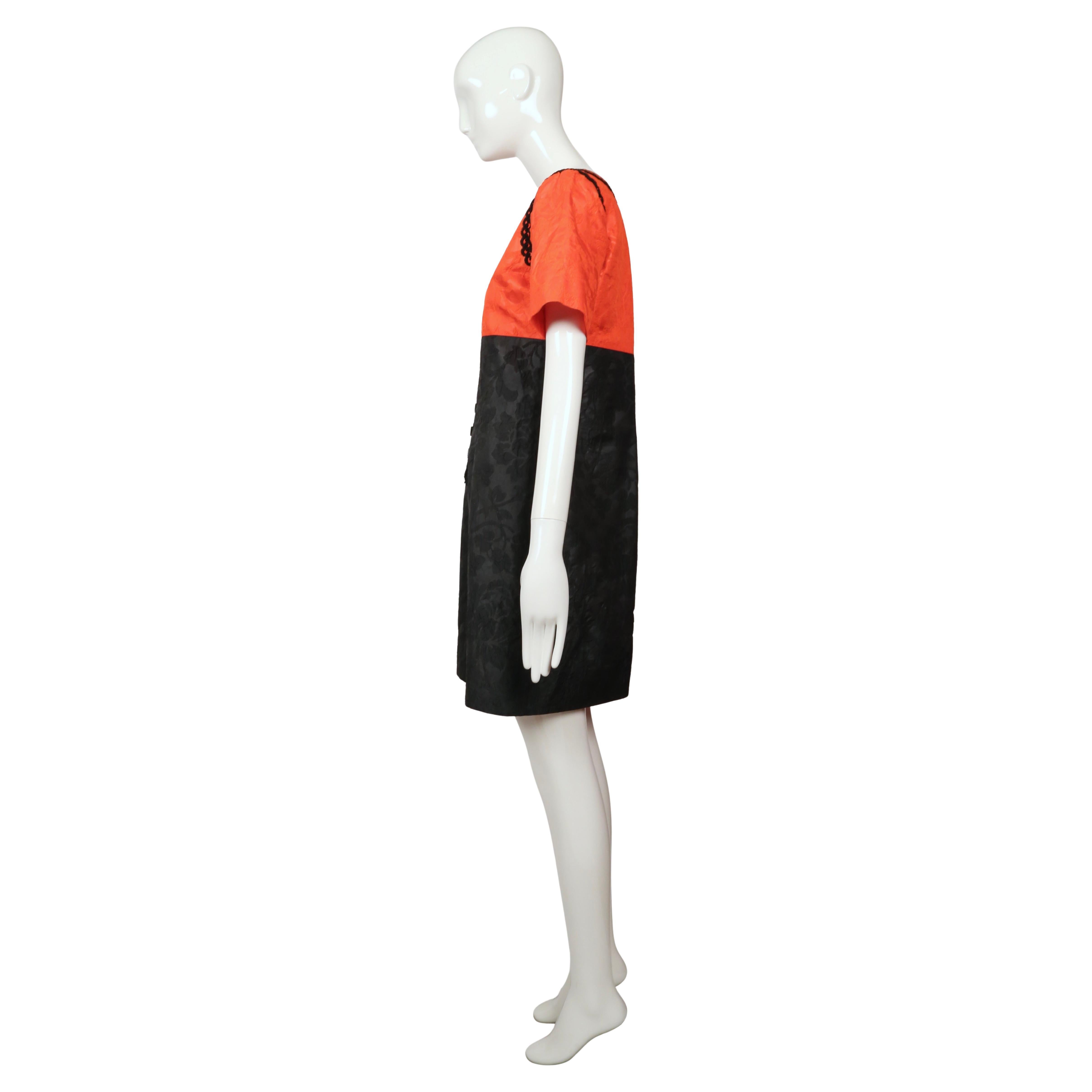1995 YVES SAINT LAURENT rive gauche red and black dress For Sale 2