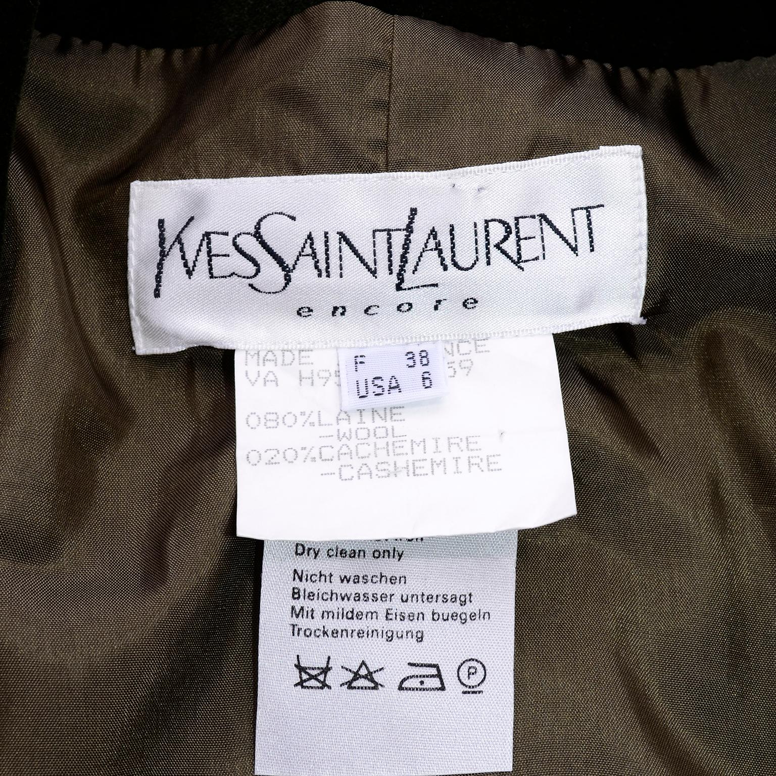 1995 Yves Saint Laurent Vintage Jacket in Cashmere Wool Green Plaid & Velvet 4