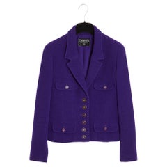 Retro 1995FW Chanel Purple Wool Bouclette Jacket Set FR34/36
