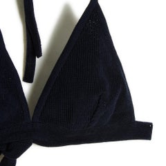 1995s Chanel Top Navy Wool and Silk Mini Bralette