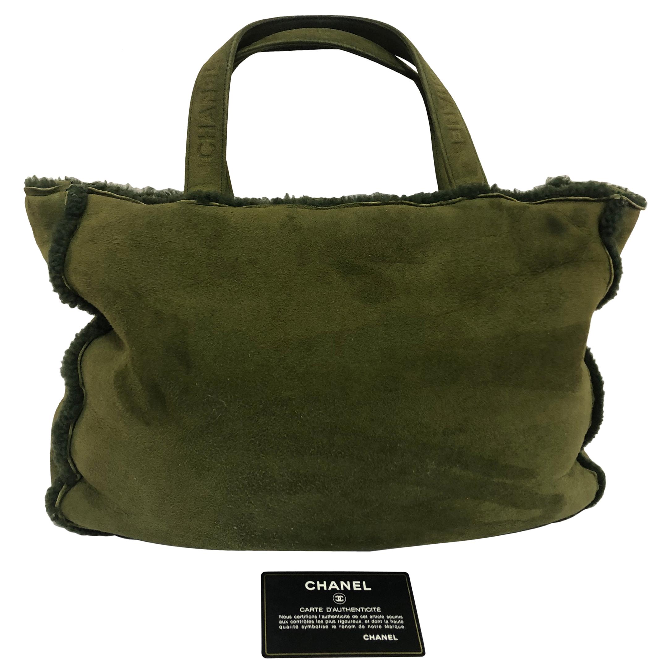 1996/97 Chanel Large Green Mouton/Suede Handbag w/COA and Card