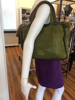 1996/97 Chanel Large Green Mouton/Suede Handbag w/COA and Card