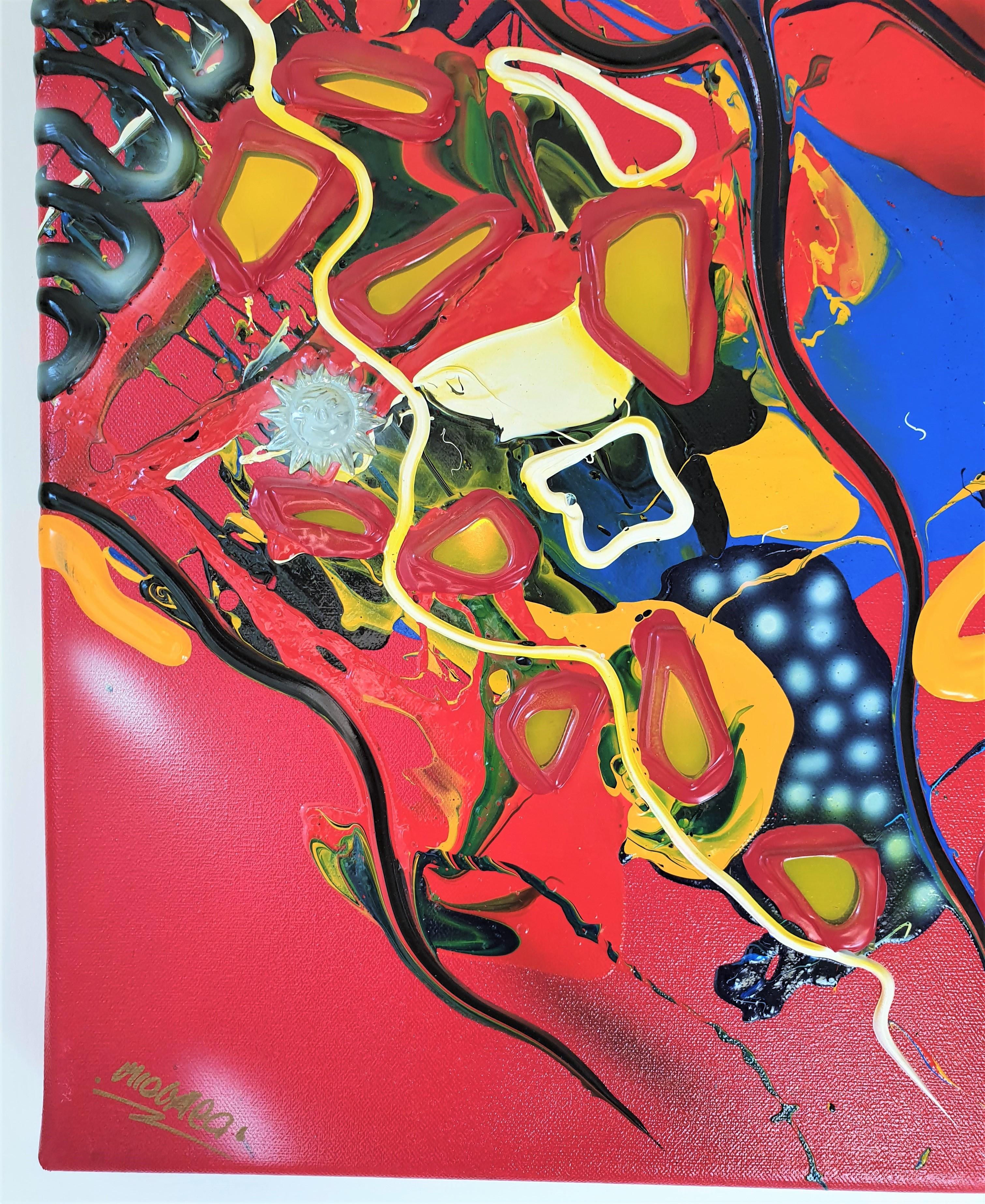 Fin du 20e siècle 1996 Atelier Micmac de Bea Schröder, peinture abstraite pictographique en rouge en vente