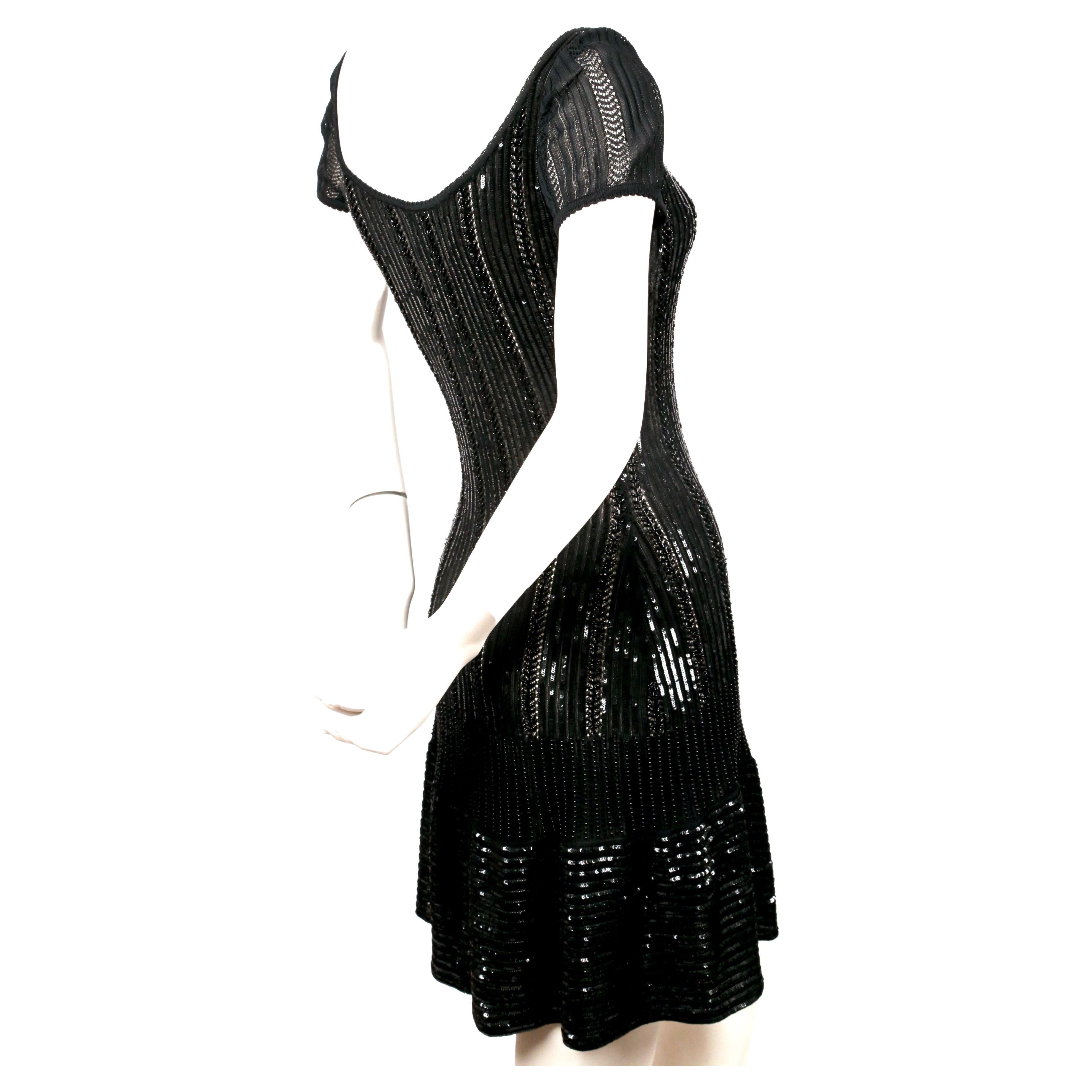 1996 AZZEDINE ALAIA black beaded and micro sequined dress In Excellent Condition For Sale In San Fransisco, CA