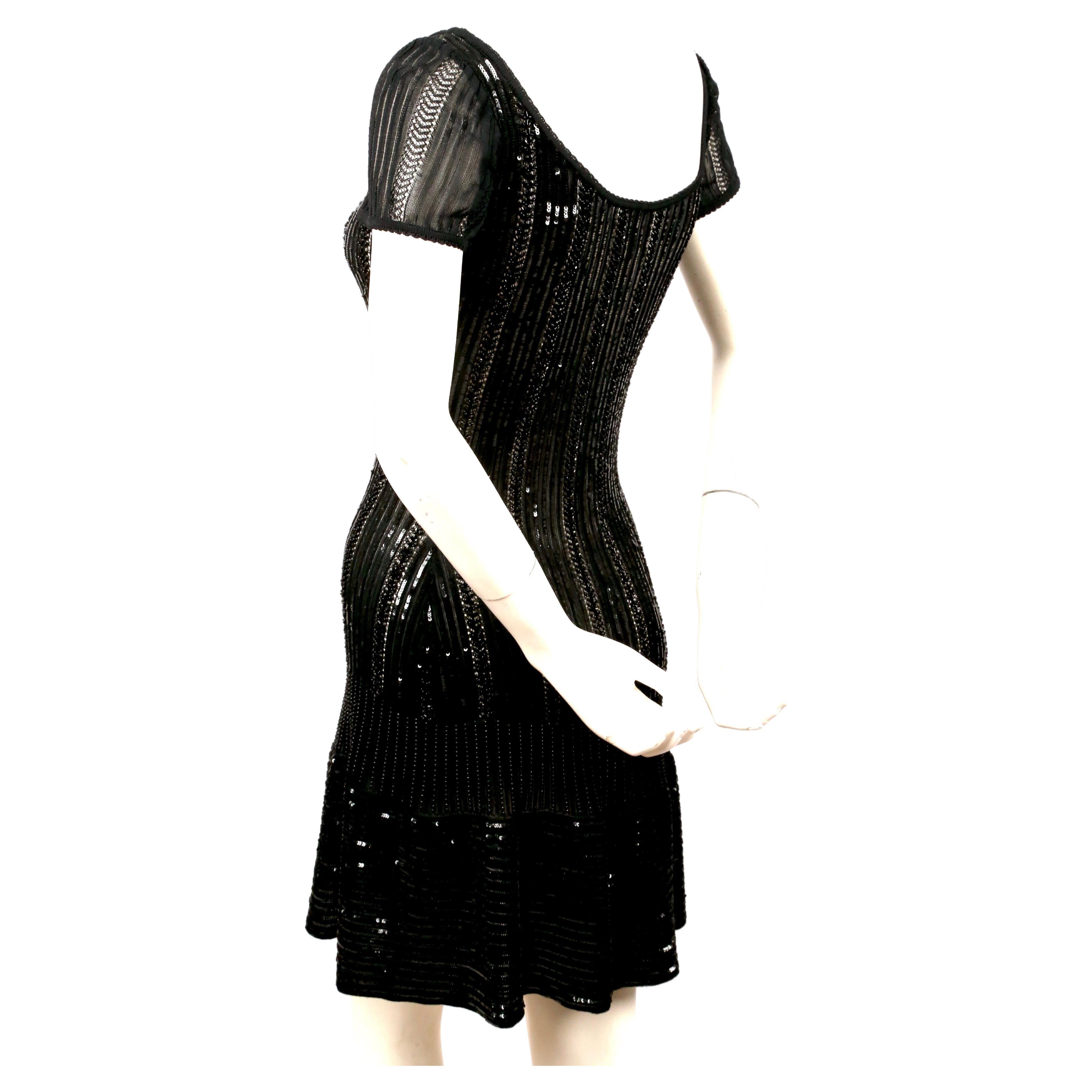 Women's or Men's 1996 AZZEDINE ALAIA black beaded and micro sequined dress For Sale