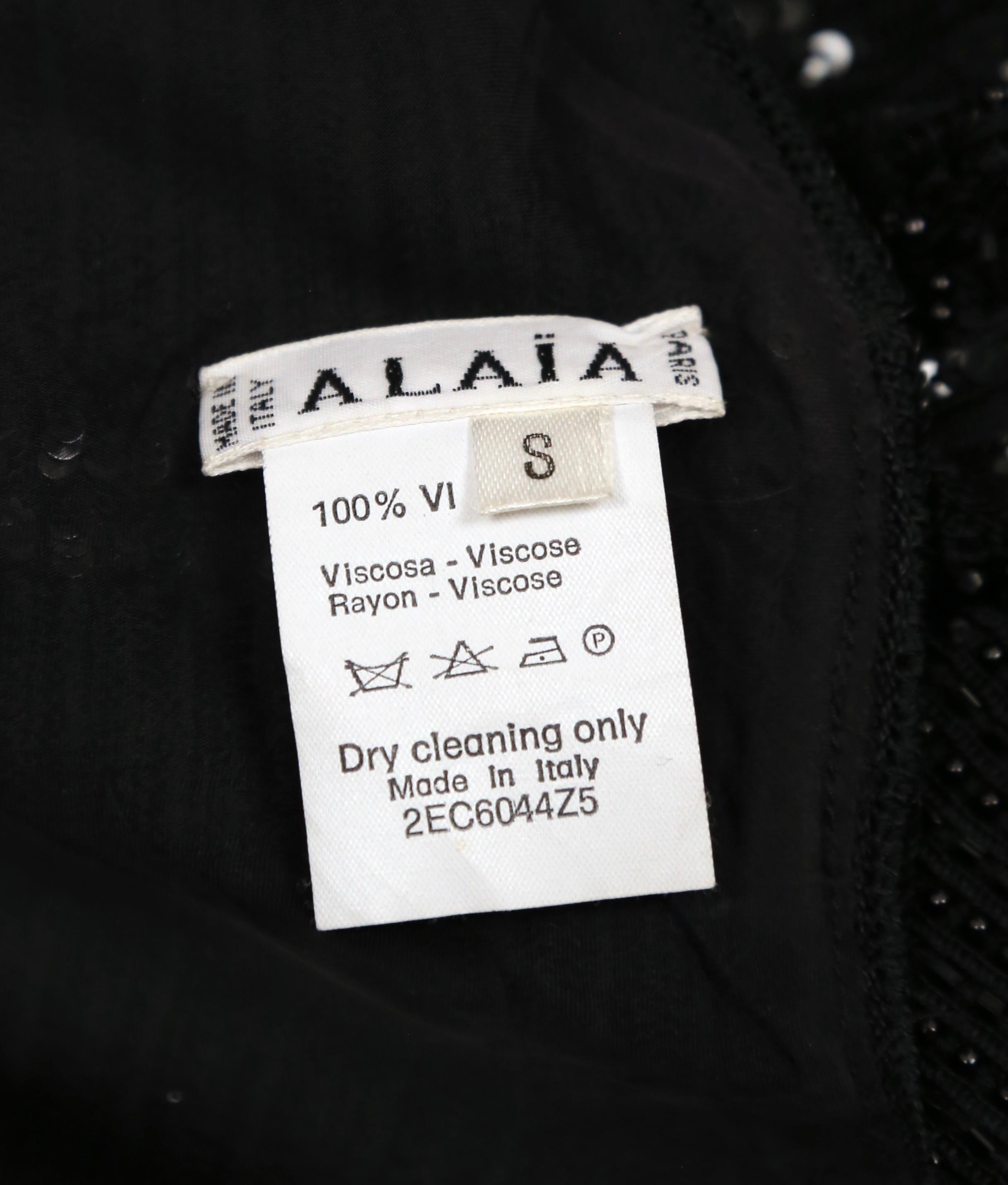 1996 AZZEDINE ALAIA black beaded and micro sequined dress For Sale 2