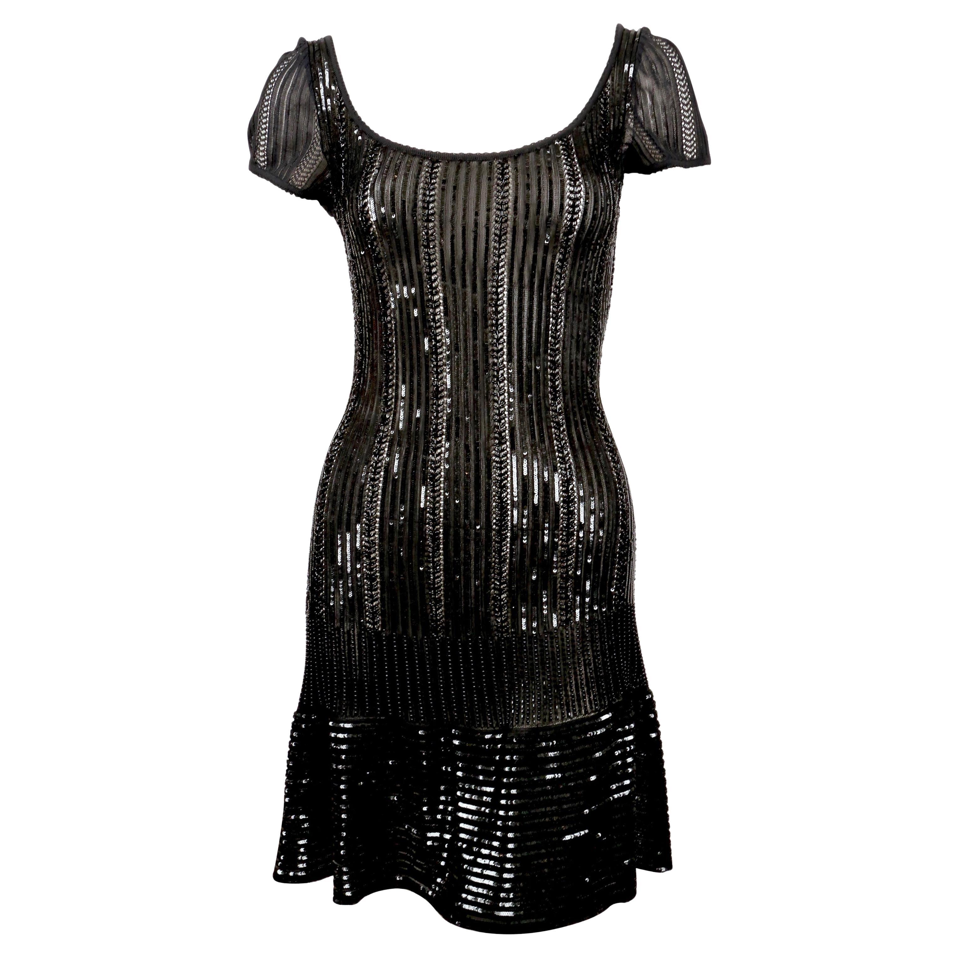 Carmelo Pomodoro Black Mat Sequin Dress For Sale at 1stDibs