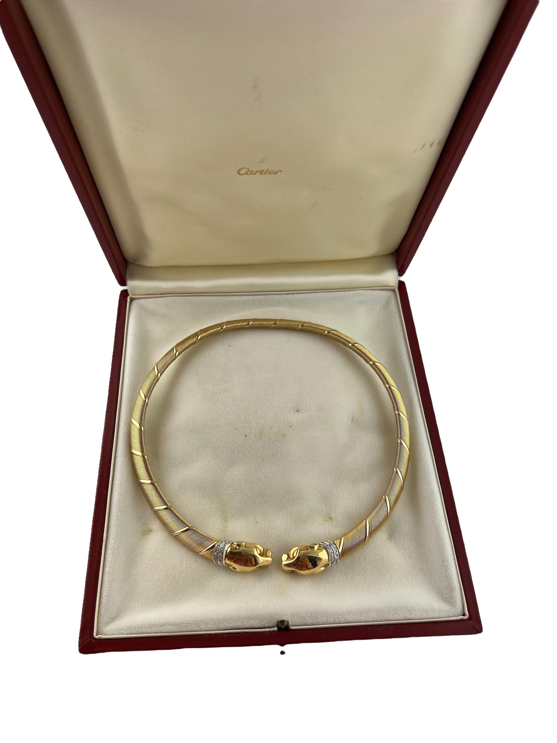 1996, Cartier 18K Tri Color Gold Diamond Panther Choker Necklace Box / Papers 5