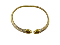 1996, Cartier 18K Tri Color Gold Diamond Panther Choker Necklace Box / Papers