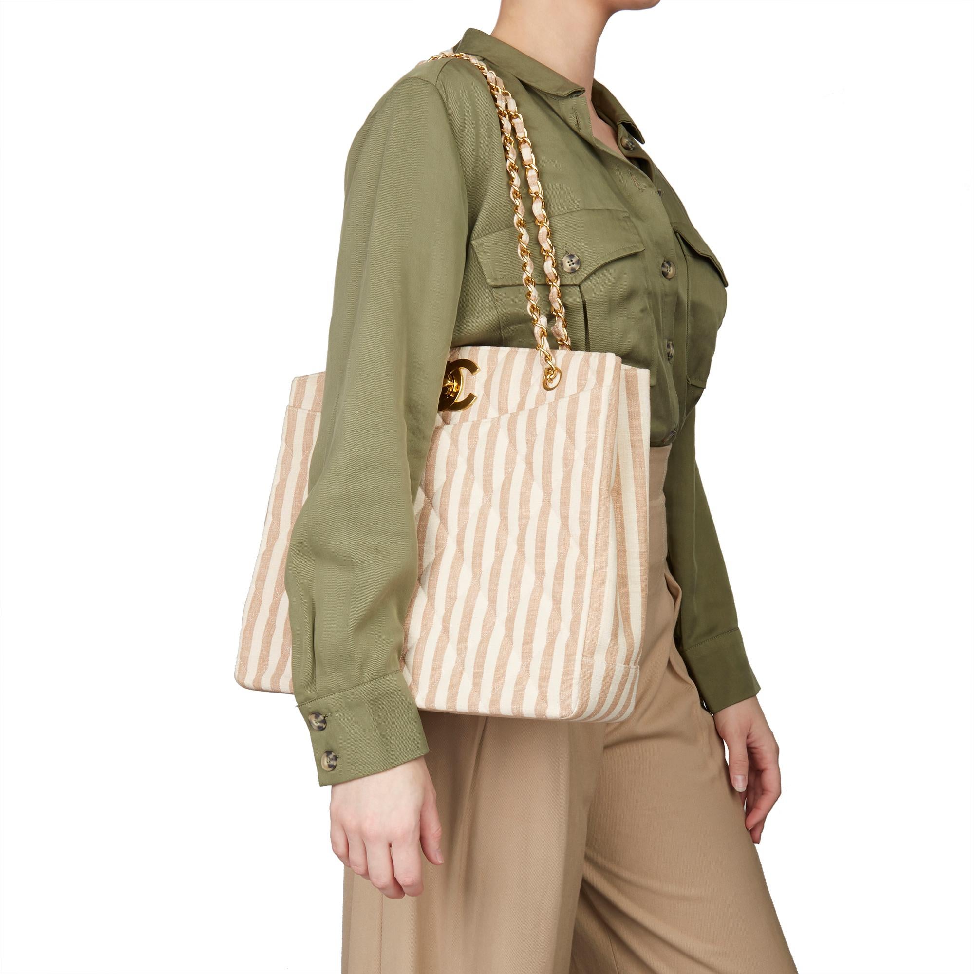 CHANEL
Beige & Brown Quilted Linen Vintage XL Timeless Shoulder Bag

Xupes Reference: HB3240
Serial Number: 3246068
Age (Circa): 1996
Accompanied By: Chanel Dust Bag, Box, Authenticity Card, Care Booklet
Authenticity Details: Serial Sticker (Made in