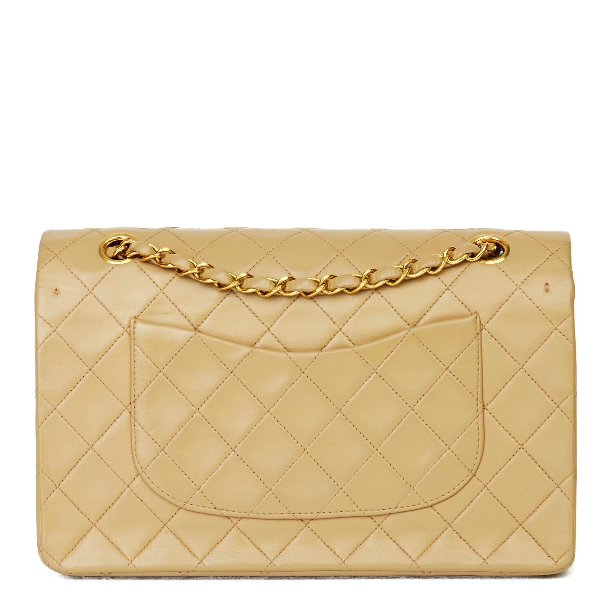 1996 Chanel Beige Quilted Lambskin Vintage Medium Classic Double Flap Bag  1
