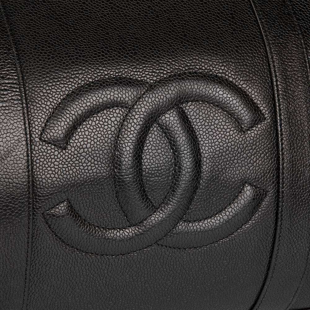 1996 Chanel Black Caviar Leather Timeless Boston 50  1