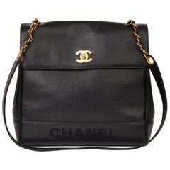 1996 Chanel Black Caviar Leather Vintage Classic Shoulder  Bag 