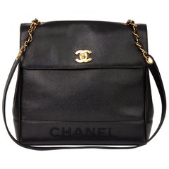 1996 Chanel Black Caviar Leather Vintage Classic Shoulder  Bag