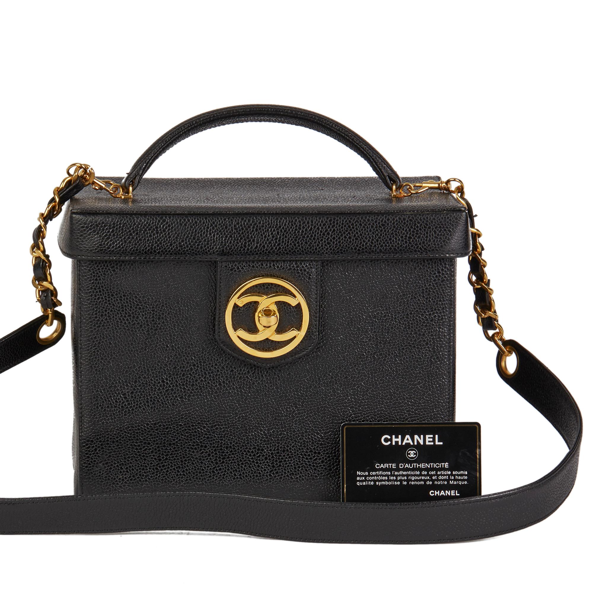 1996 Chanel Black Caviar Leather Vintage Classic Vanity Case 9
