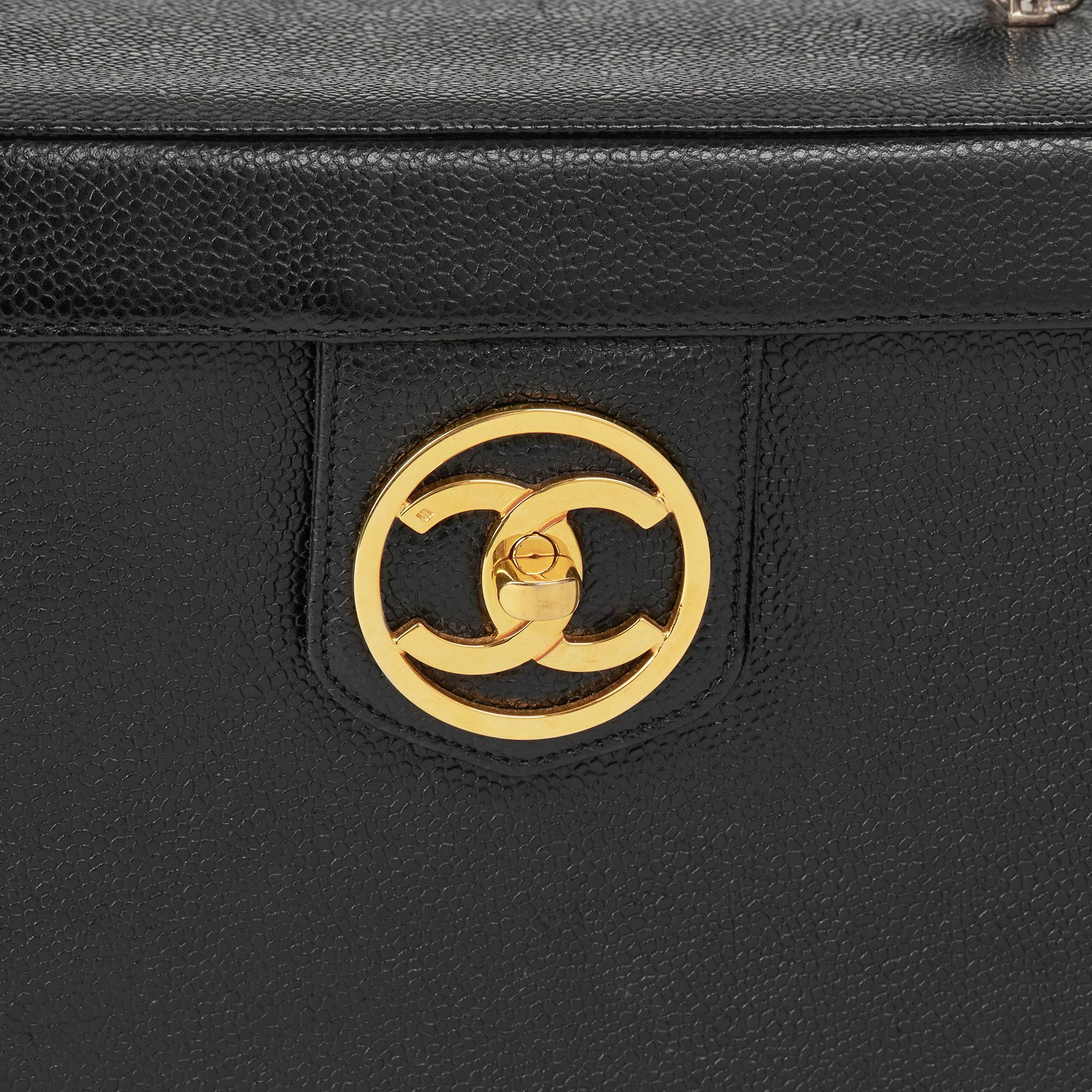 1996 Chanel Black Caviar Leather Vintage Classic Vanity Case 3